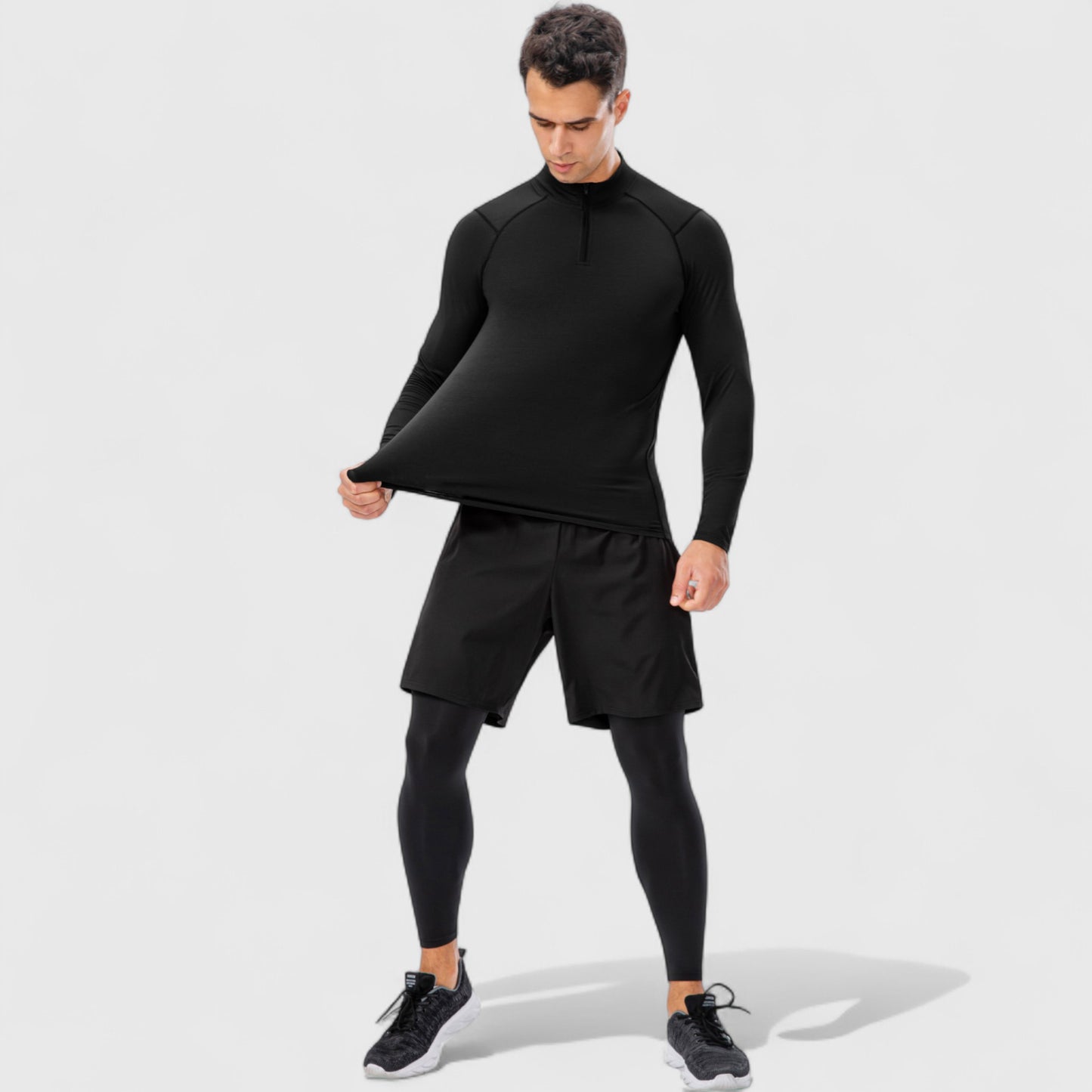 Anna-Kaci Active Men's Long Sleeve Quarter Zip Top with Athletic Fit and Raglan Sleeves for Training or Casual Wear