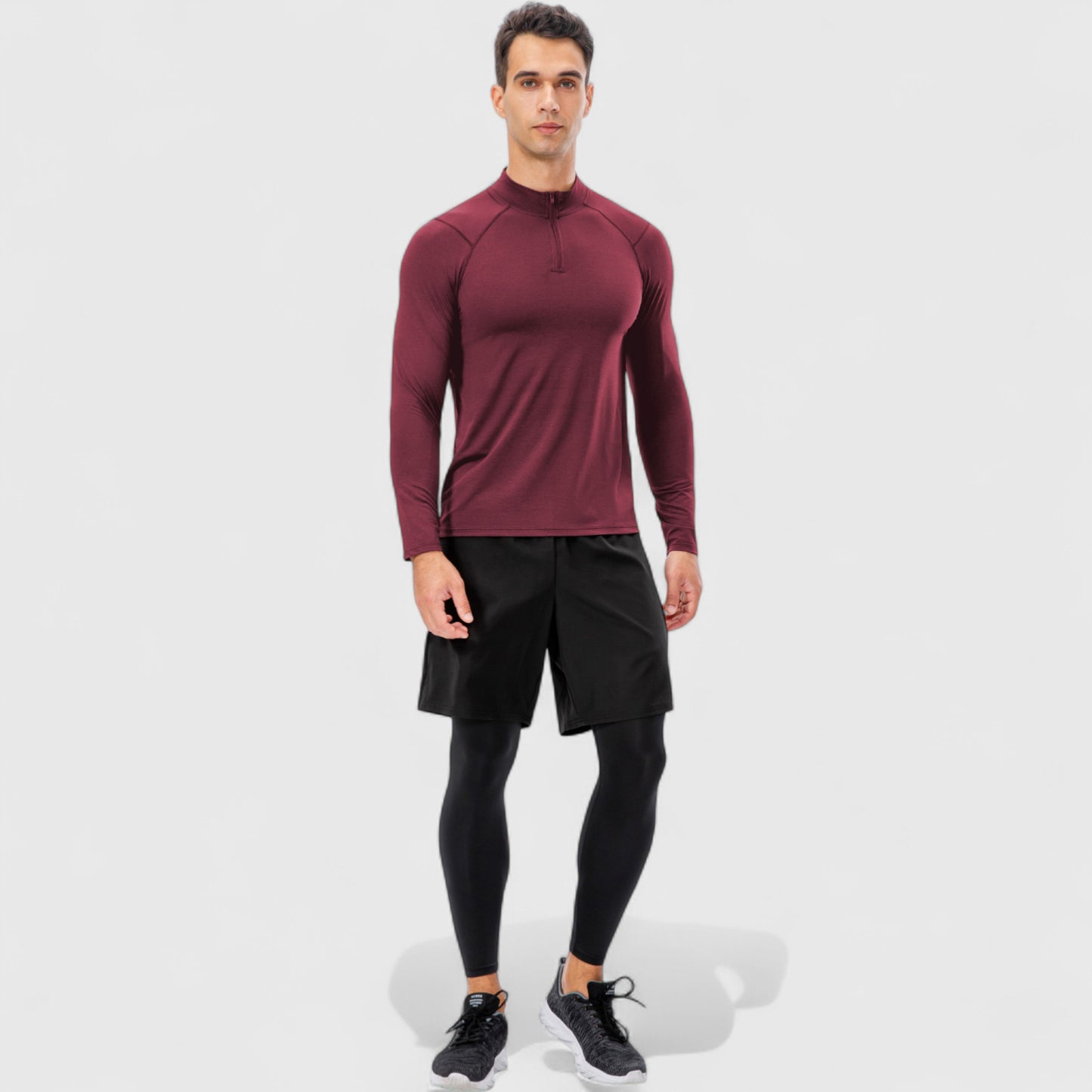 Anna-Kaci Active Men's Long Sleeve Quarter Zip Top with Athletic Fit and Raglan Sleeves for Training or Casual Wear