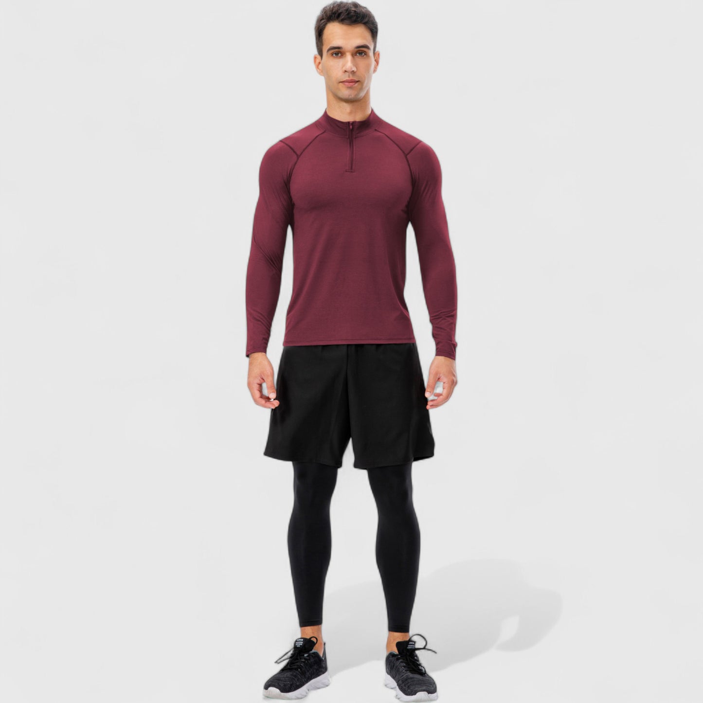 Anna-Kaci Active Men's Long Sleeve Quarter Zip Top with Athletic Fit and Raglan Sleeves for Training or Casual Wear