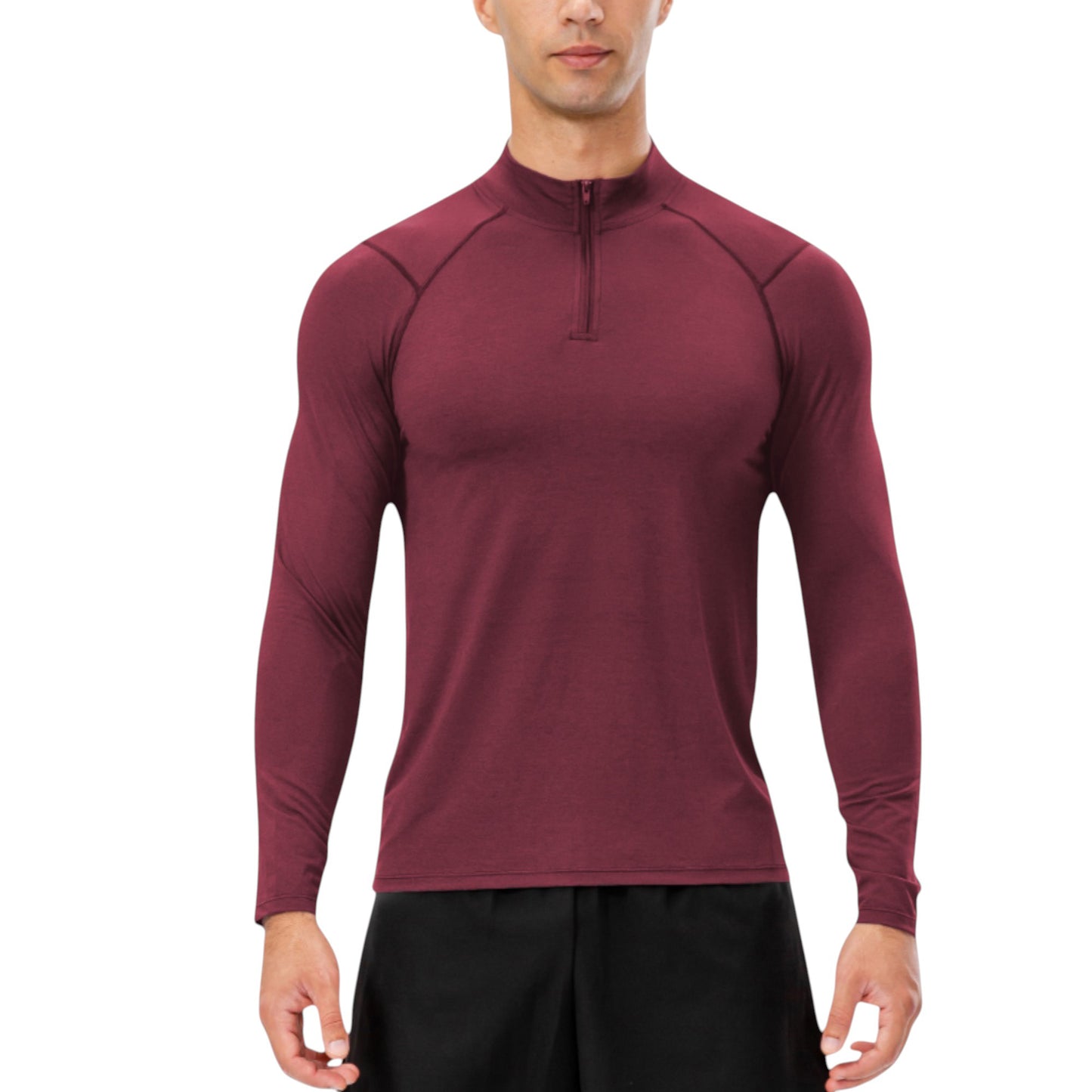 Anna-Kaci Active Men's Long Sleeve Quarter Zip Top with Athletic Fit and Raglan Sleeves for Training or Casual Wear