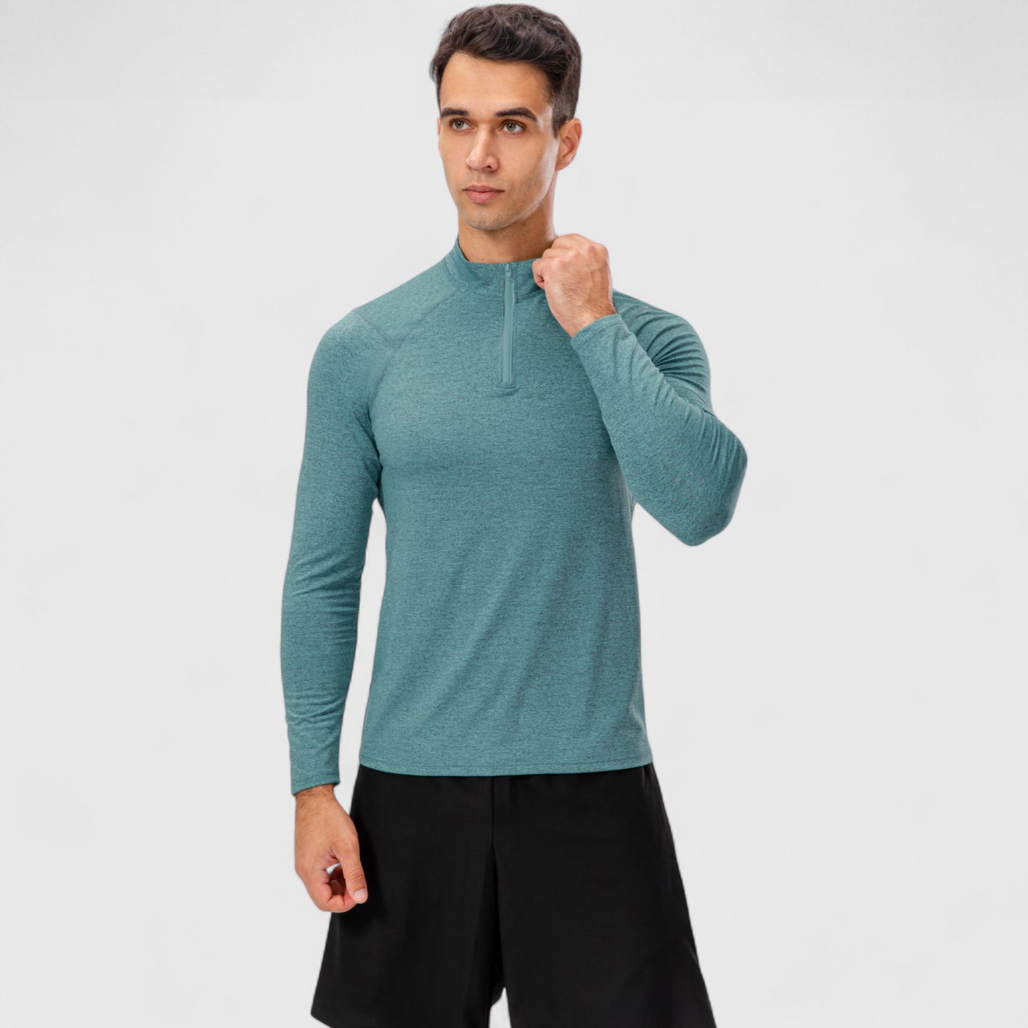 Anna-Kaci Active Men's Long Sleeve Quarter Zip Top with Athletic Fit and Raglan Sleeves for Training or Casual Wear