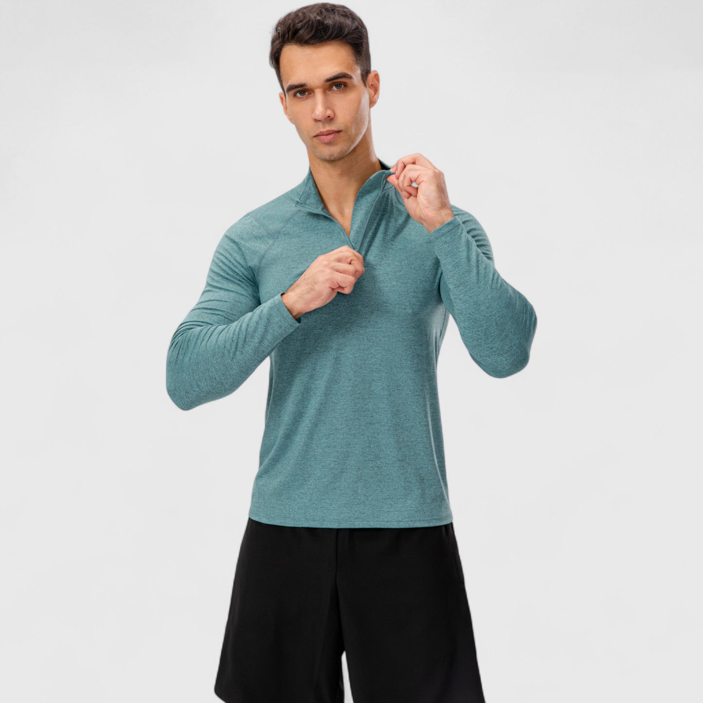 Anna-Kaci Active Men's Long Sleeve Quarter Zip Top with Athletic Fit and Raglan Sleeves for Training or Casual Wear