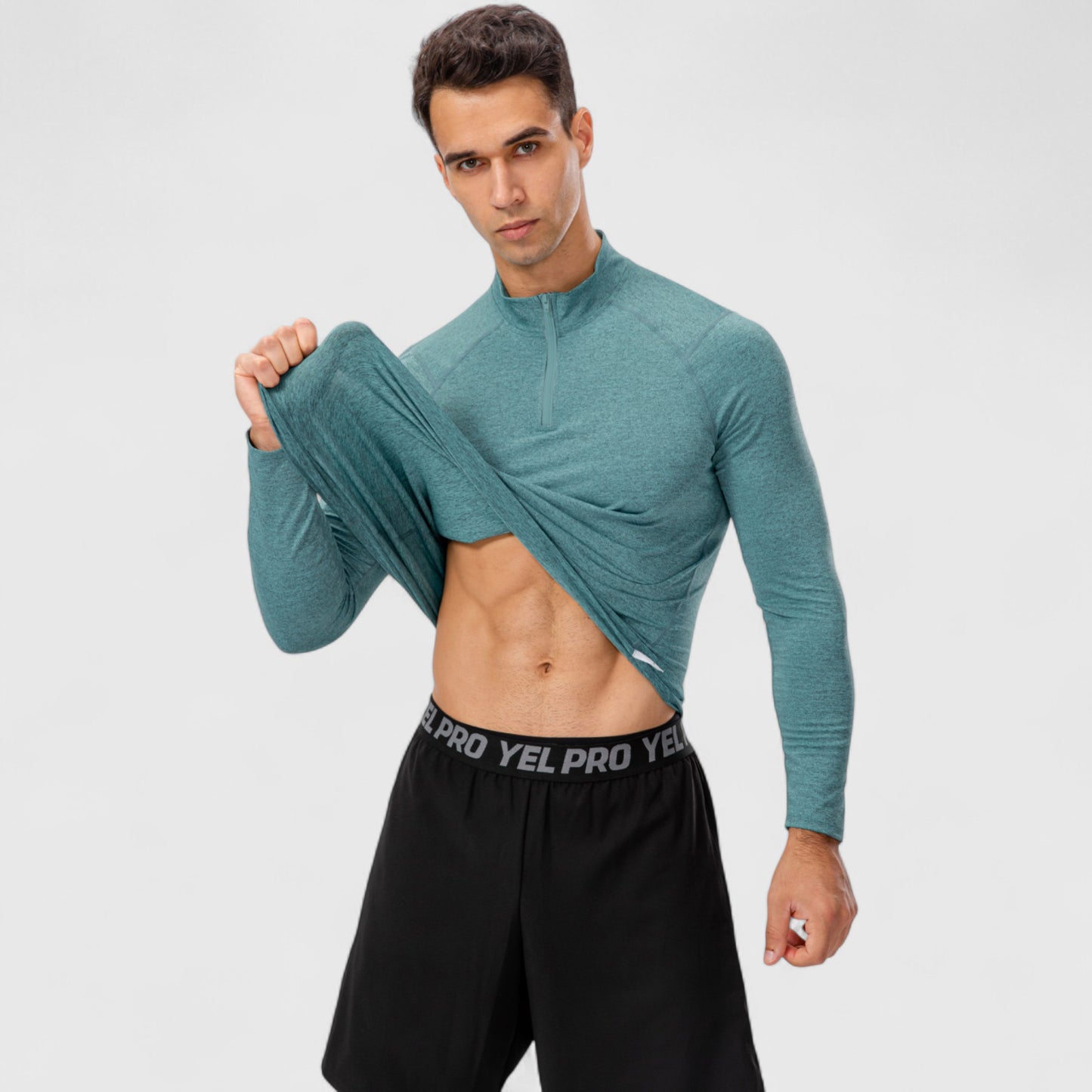 Anna-Kaci Active Men's Long Sleeve Quarter Zip Top with Athletic Fit and Raglan Sleeves for Training or Casual Wear
