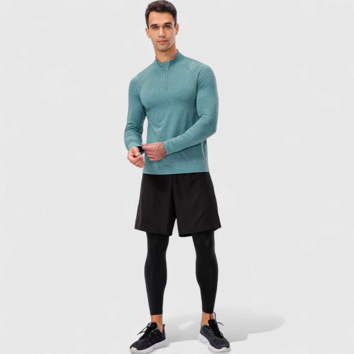 Anna-Kaci Active Men's Long Sleeve Quarter Zip Top with Athletic Fit and Raglan Sleeves for Training or Casual Wear