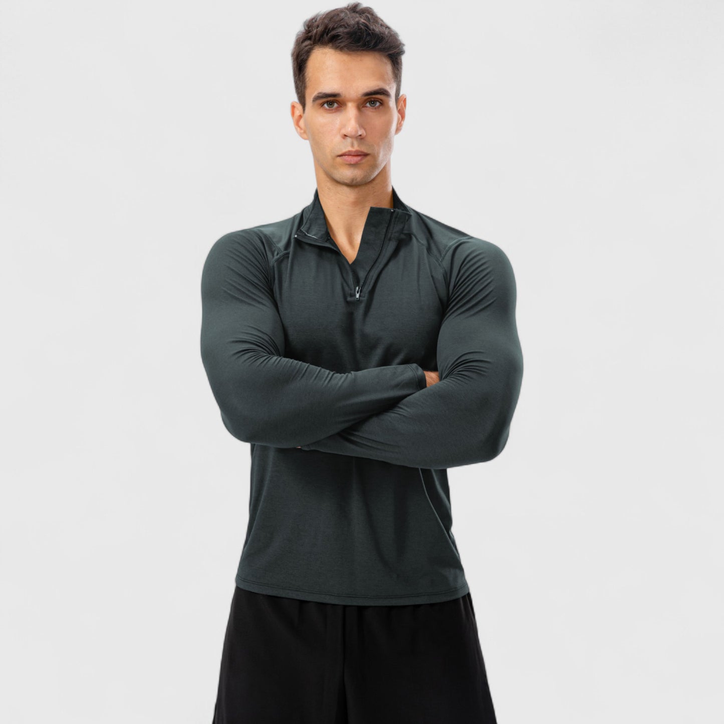 Anna-Kaci Active Men's Long Sleeve Quarter Zip Top with Athletic Fit and Raglan Sleeves for Training or Casual Wear