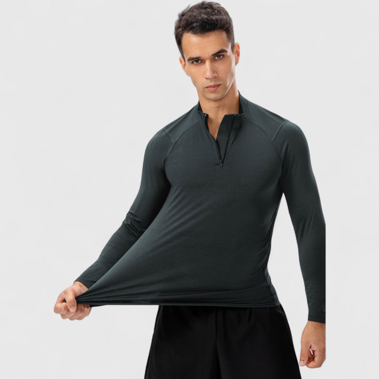 Anna-Kaci Active Men's Long Sleeve Quarter Zip Top with Athletic Fit and Raglan Sleeves for Training or Casual Wear