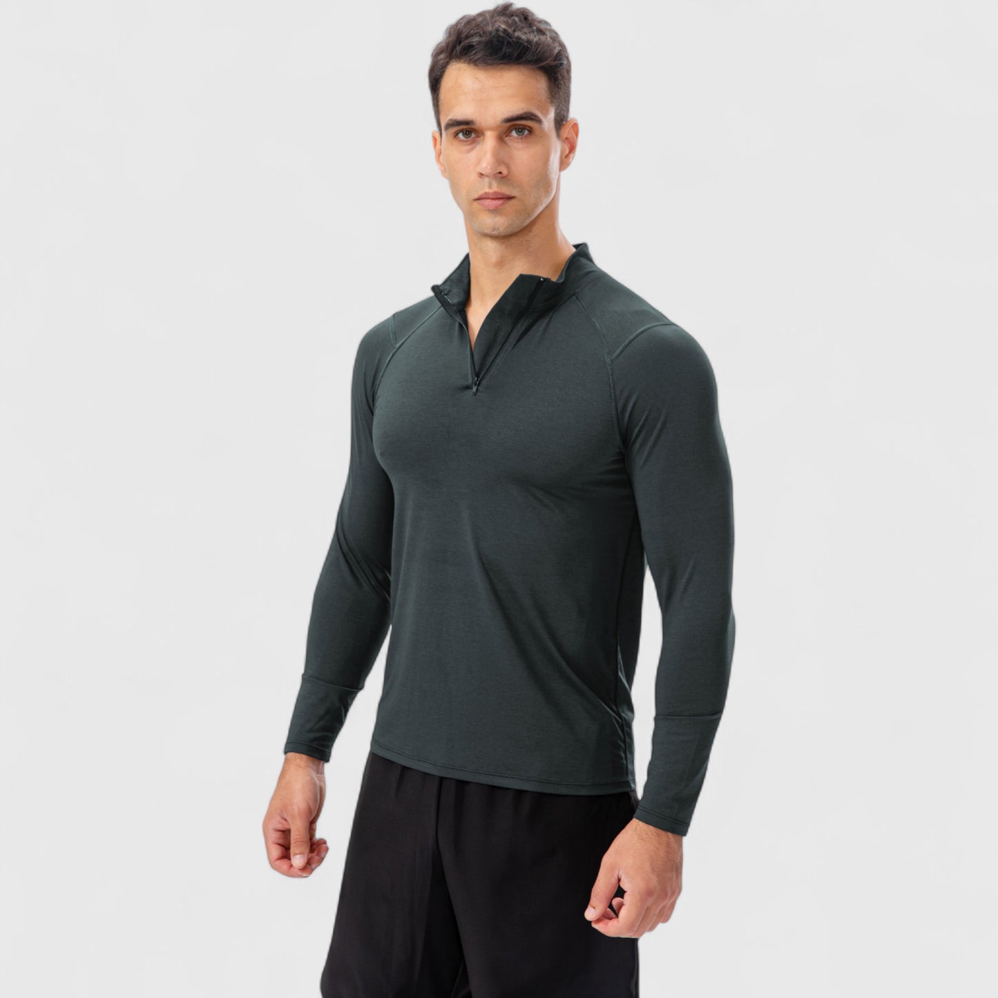 Anna-Kaci Active Men's Long Sleeve Quarter Zip Top with Athletic Fit and Raglan Sleeves for Training or Casual Wear