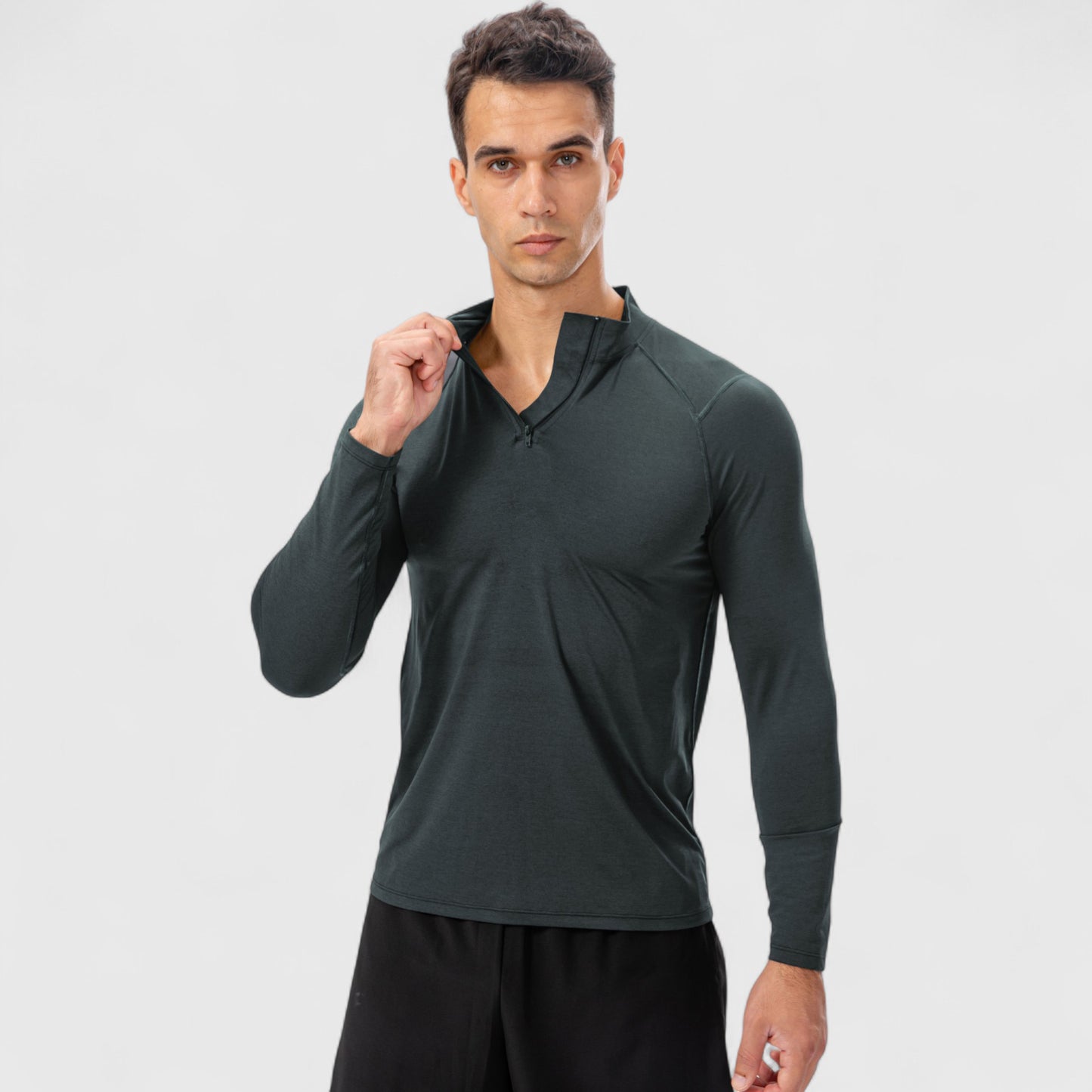 Anna-Kaci Active Men's Long Sleeve Quarter Zip Top with Athletic Fit and Raglan Sleeves for Training or Casual Wear