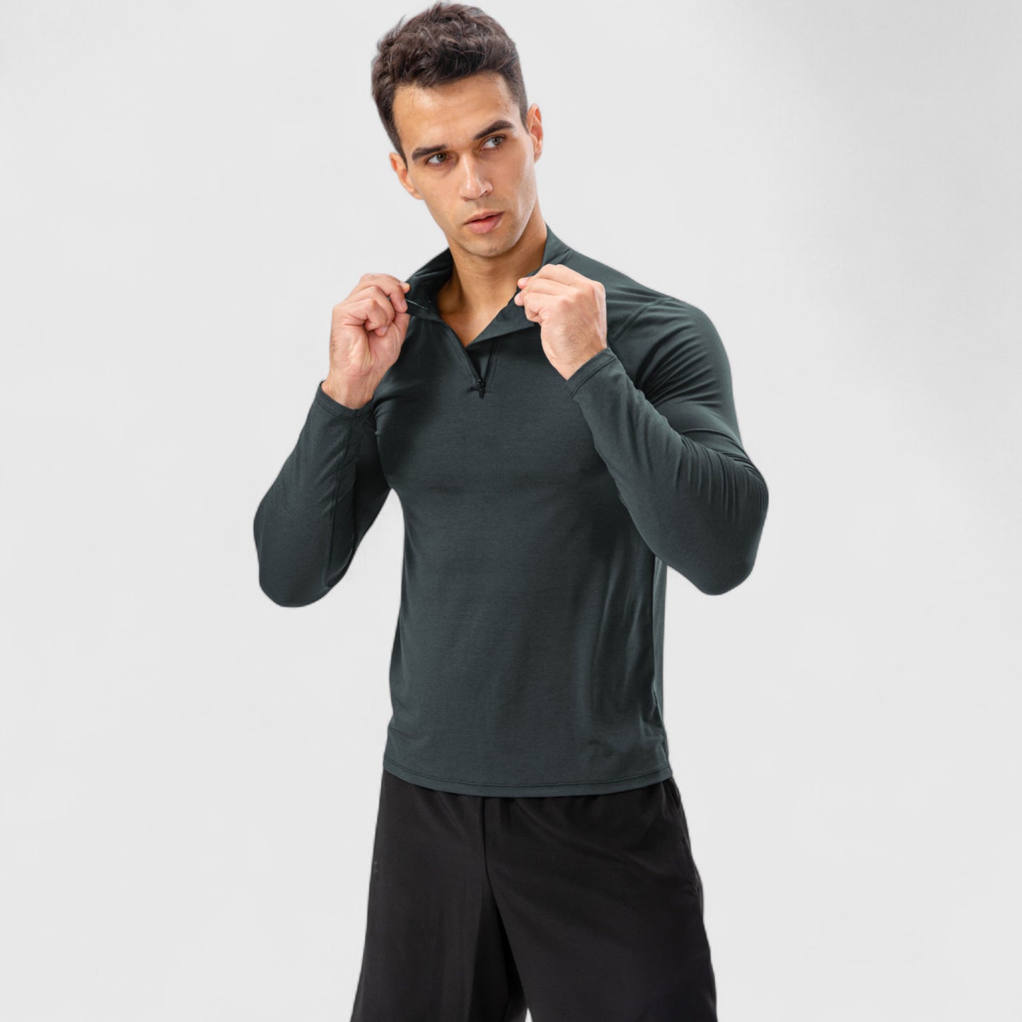Anna-Kaci Active Men's Long Sleeve Quarter Zip Top with Athletic Fit and Raglan Sleeves for Training or Casual Wear