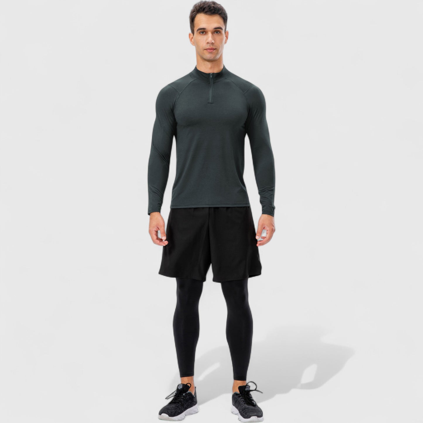 Anna-Kaci Active Men's Long Sleeve Quarter Zip Top with Athletic Fit and Raglan Sleeves for Training or Casual Wear