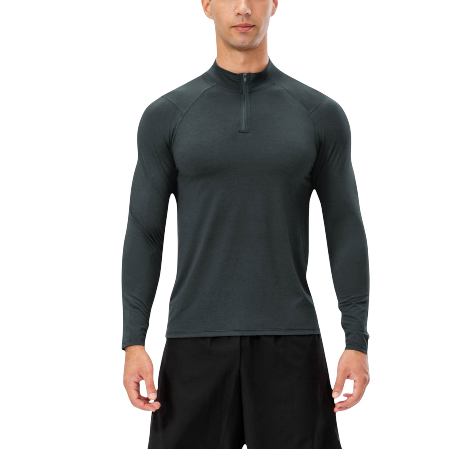 Anna-Kaci Active Men's Long Sleeve Quarter Zip Top with Athletic Fit and Raglan Sleeves for Training or Casual Wear