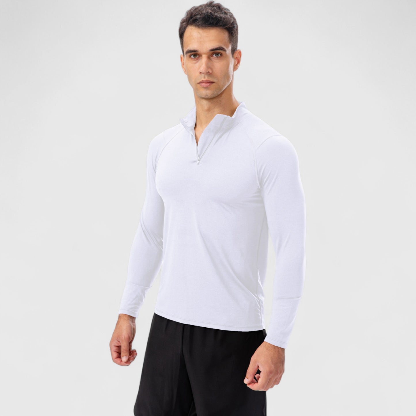 Anna-Kaci Active Men's Long Sleeve Quarter Zip Top with Athletic Fit and Raglan Sleeves for Training or Casual Wear