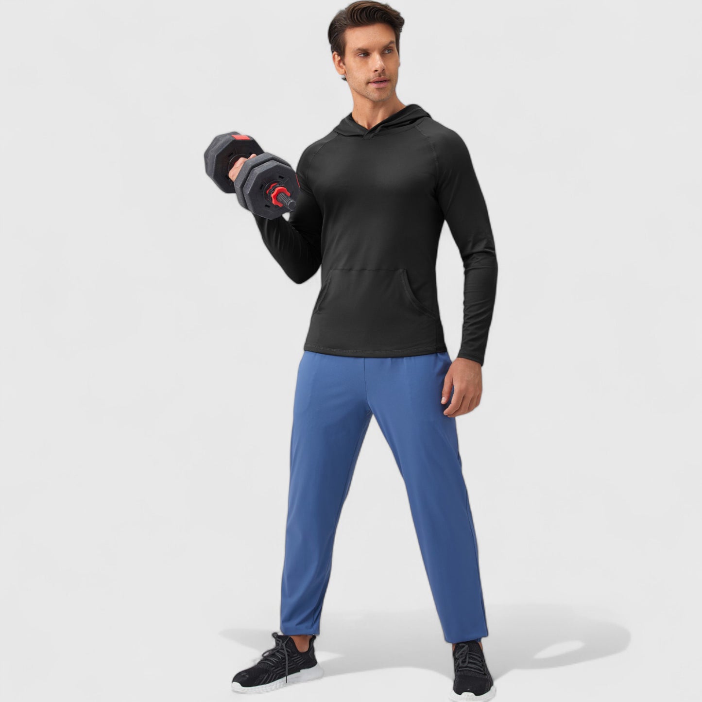 Anna-Kaci Active Men's Long Sleeve Pullover Hoodie with Front Kangaroo Pocket and Athletic Fit