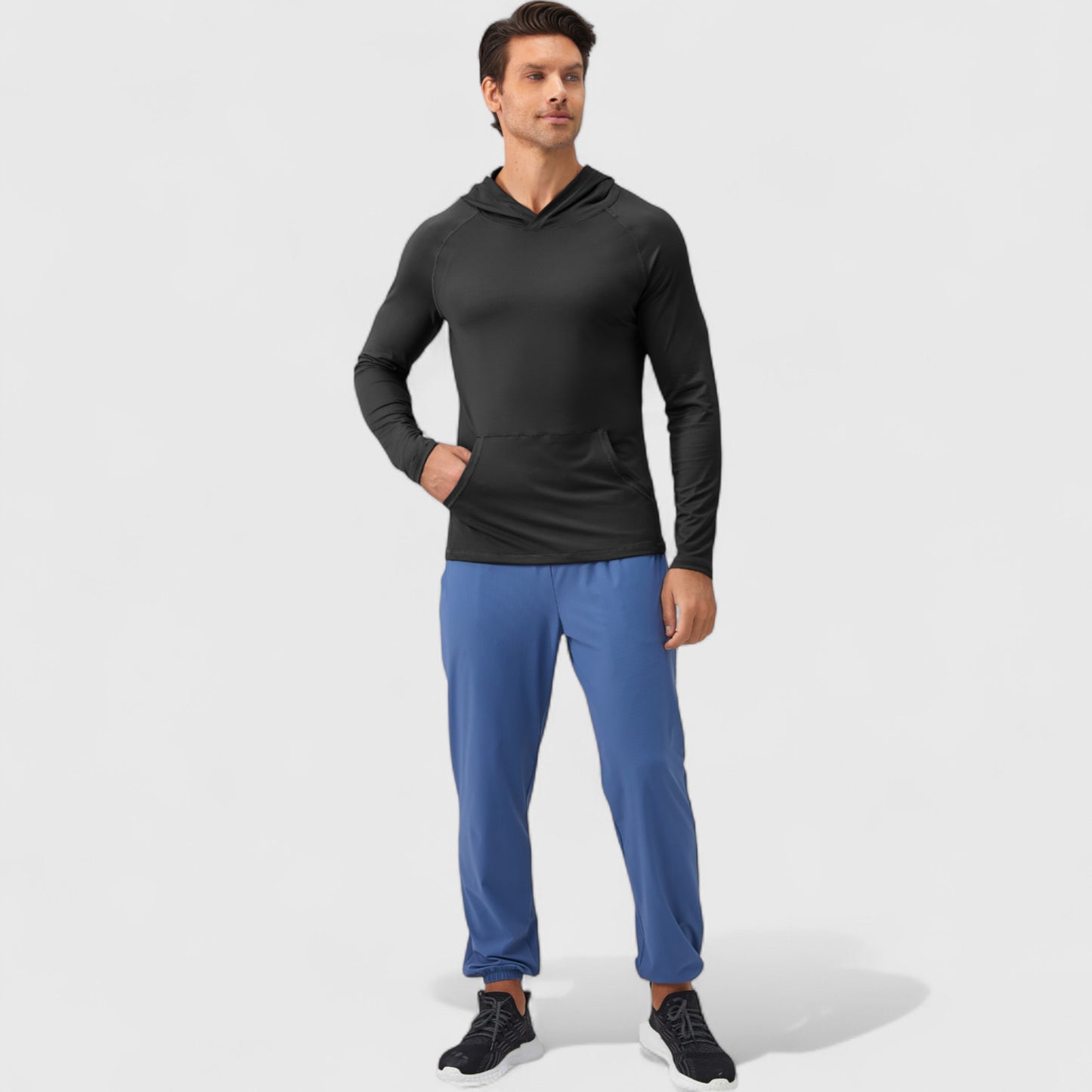 Anna-Kaci Active Men's Long Sleeve Pullover Hoodie with Front Kangaroo Pocket and Athletic Fit