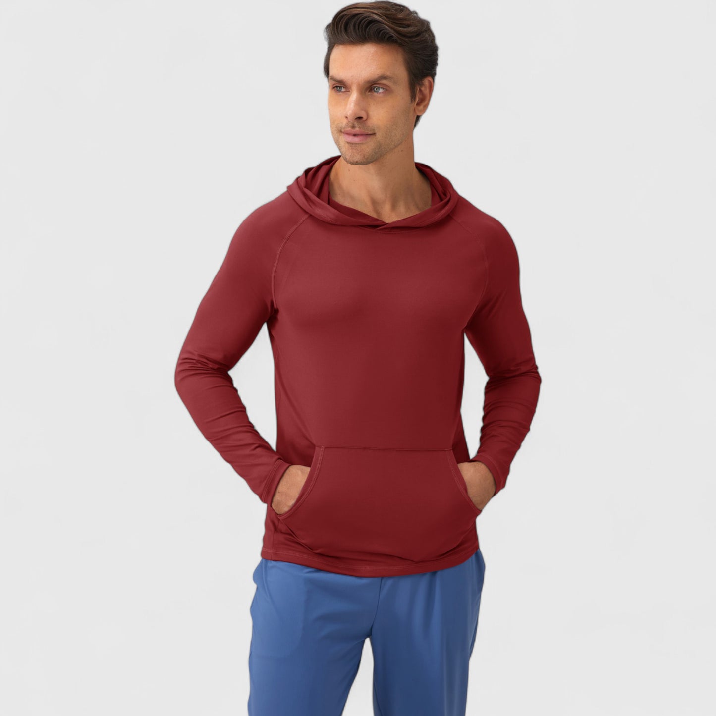 Anna-Kaci Active Men's Long Sleeve Pullover Hoodie with Front Kangaroo Pocket and Athletic Fit