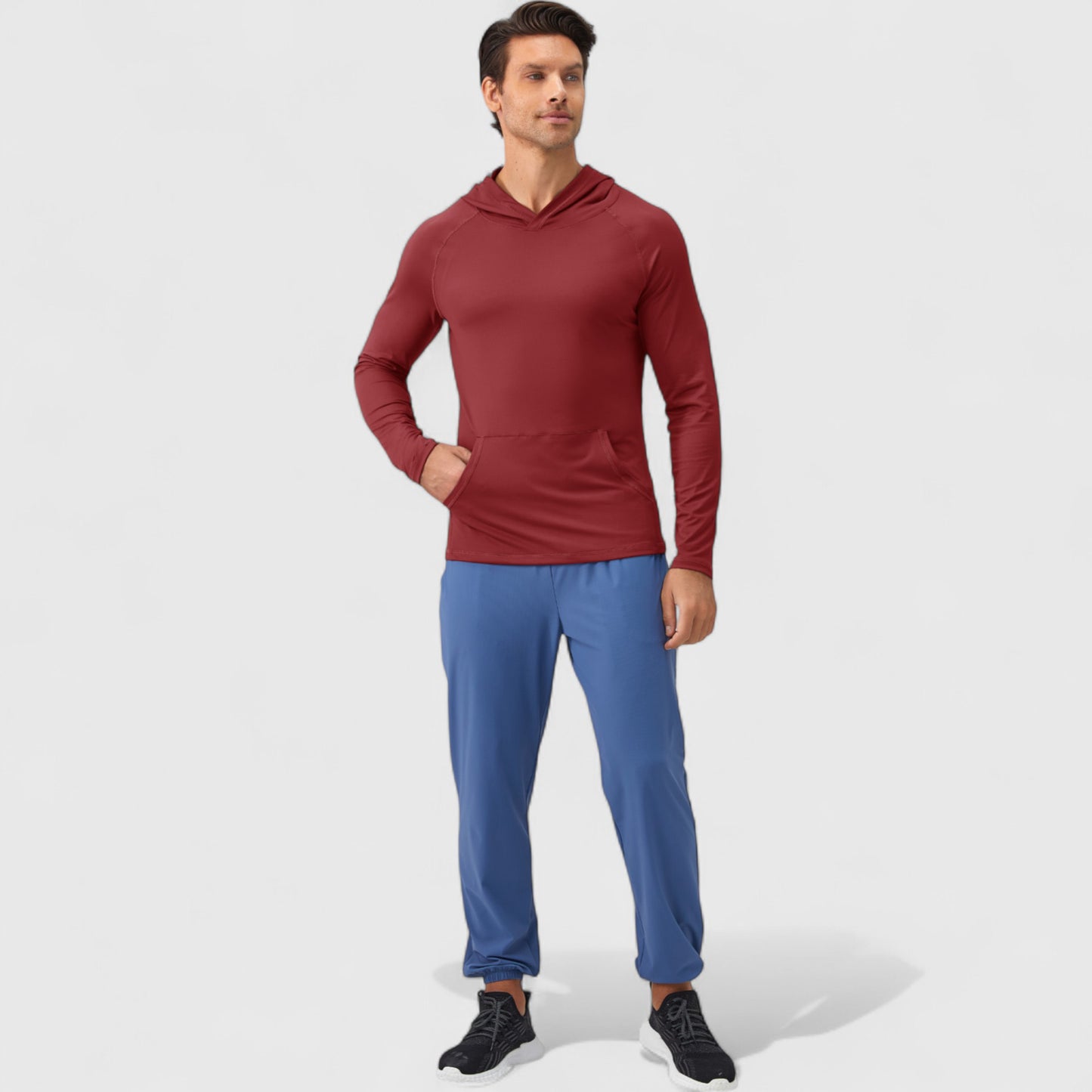 Anna-Kaci Active Men's Long Sleeve Pullover Hoodie with Front Kangaroo Pocket and Athletic Fit