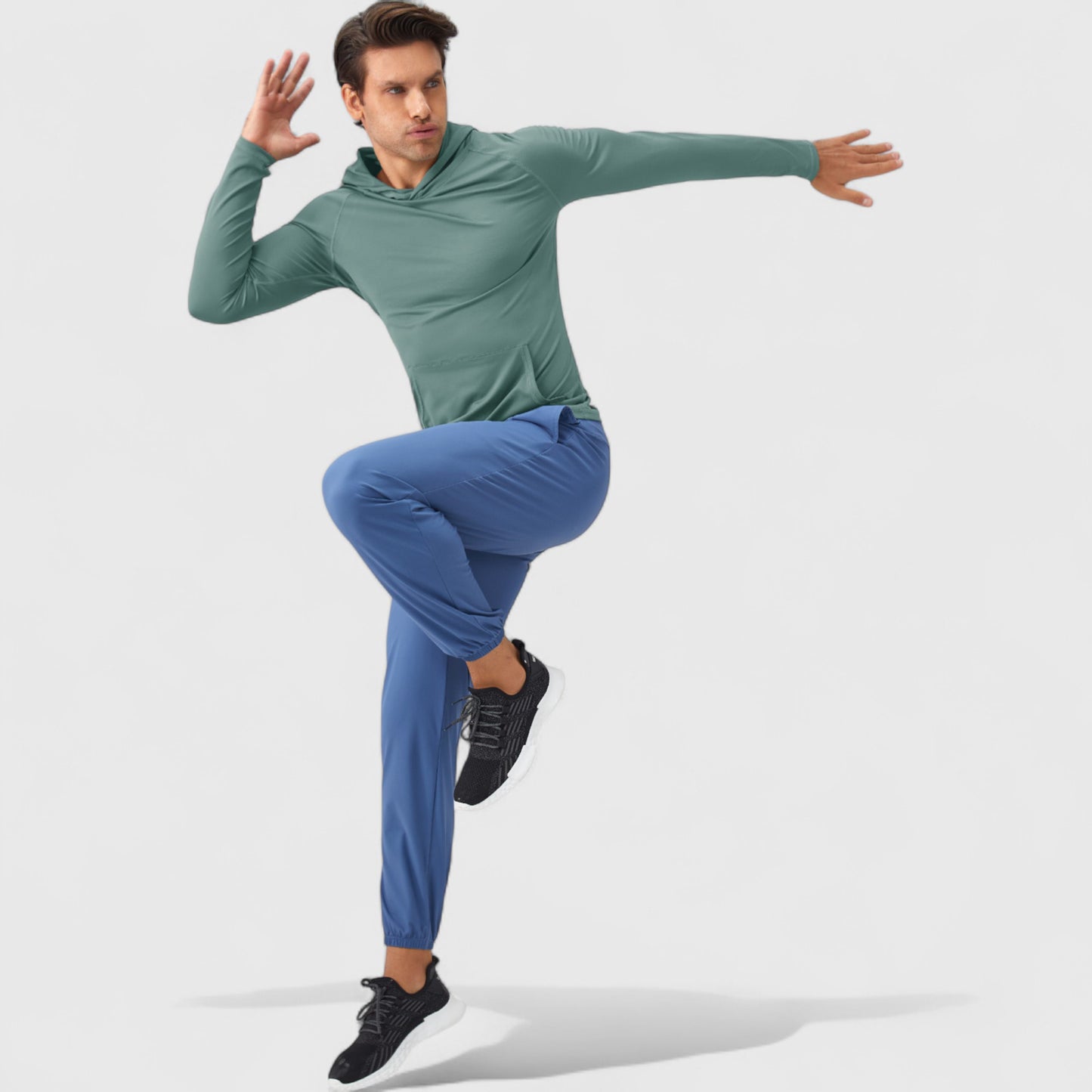 Anna-Kaci Active Men's Long Sleeve Pullover Hoodie with Front Kangaroo Pocket and Athletic Fit