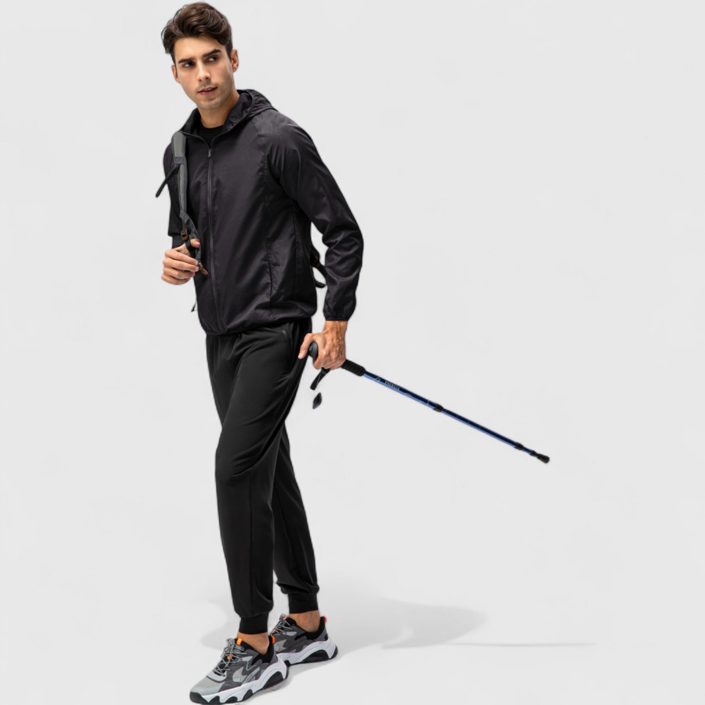 Anna-Kaci Active Men's Full Zip Hooded Windbreaker Jacket with Side Pockets and Elastic Cuffs