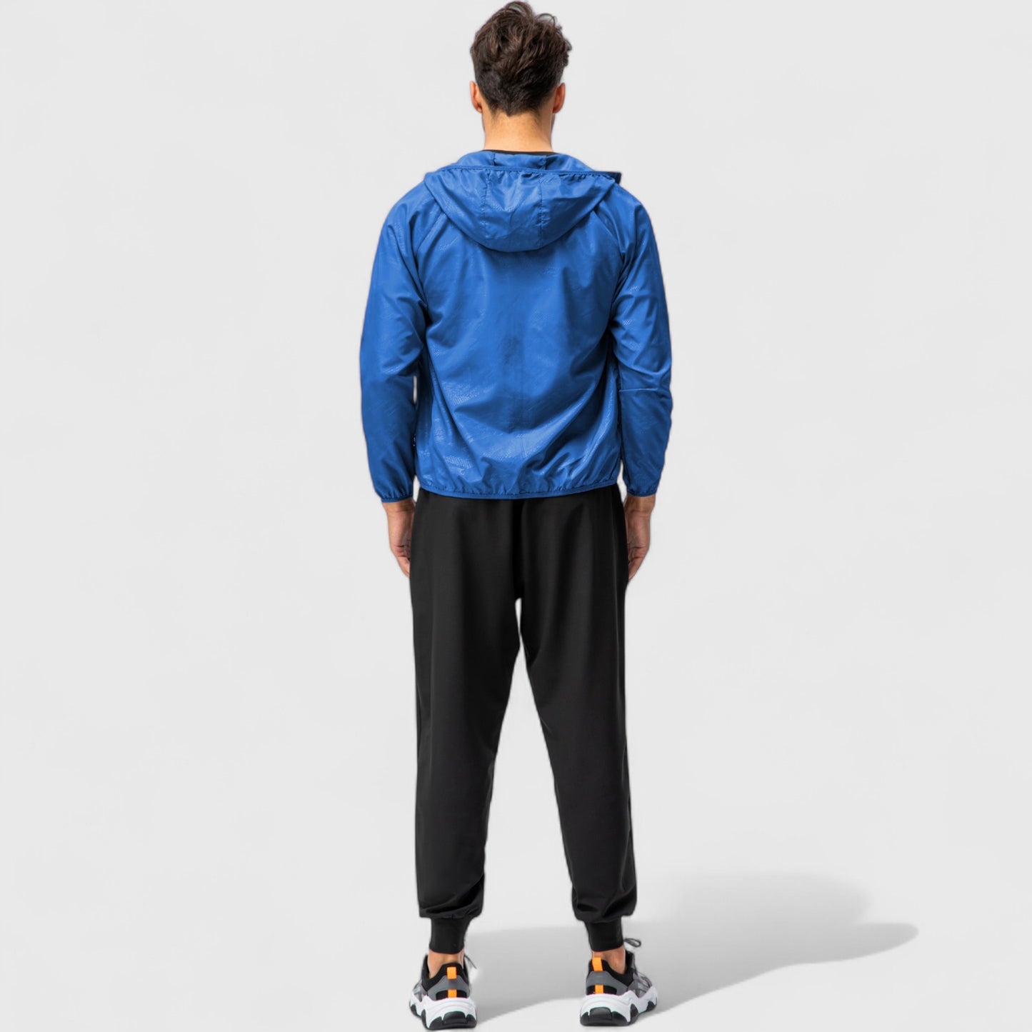 Anna-Kaci Active Men's Full Zip Hooded Windbreaker Jacket with Side Pockets and Elastic Cuffs