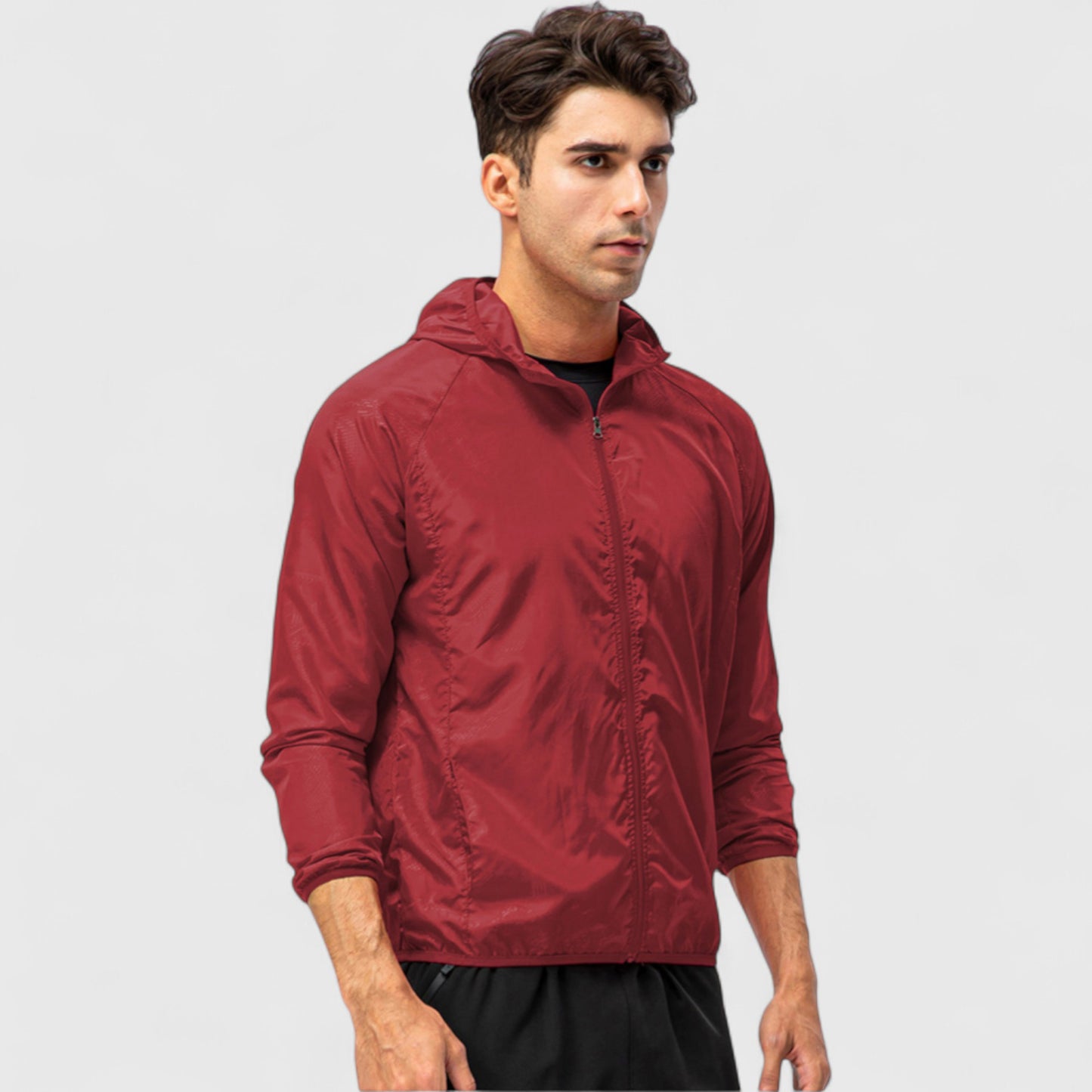 Anna-Kaci Active Men's Full Zip Hooded Windbreaker Jacket with Side Pockets and Elastic Cuffs