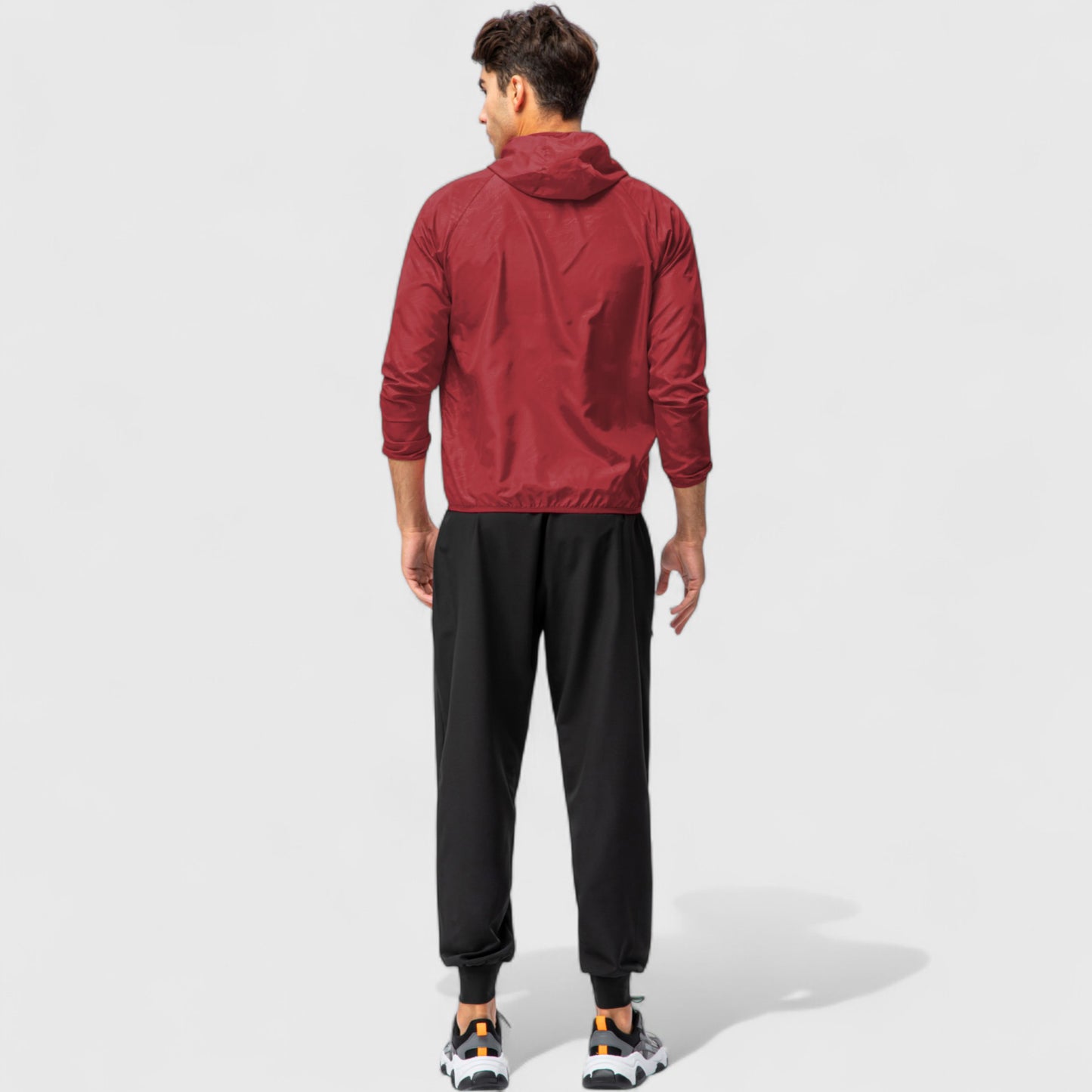 Anna-Kaci Active Men's Full Zip Hooded Windbreaker Jacket with Side Pockets and Elastic Cuffs