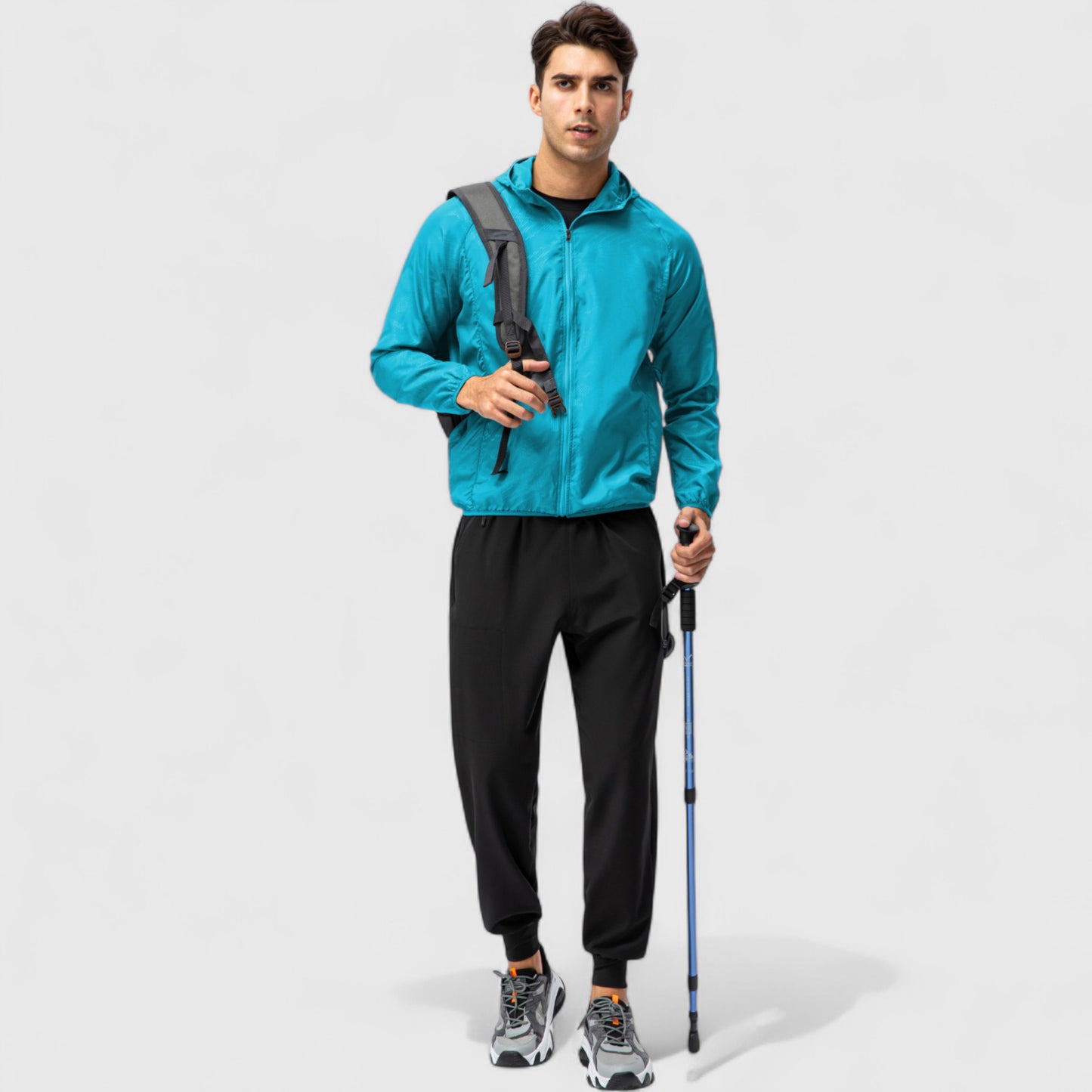 Anna-Kaci Active Men's Full Zip Hooded Windbreaker Jacket with Side Pockets and Elastic Cuffs