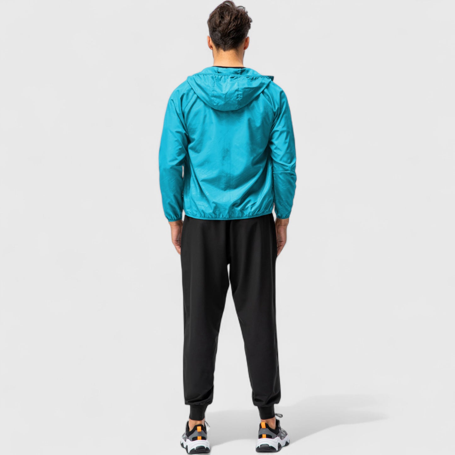 Anna-Kaci Active Men's Full Zip Hooded Windbreaker Jacket with Side Pockets and Elastic Cuffs