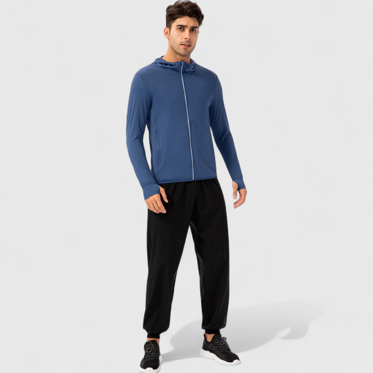 Anna-Kaci Active Men's Lightweight Zip-Up Hooded Jacket with Thumbholes and UPF 50+ Protection