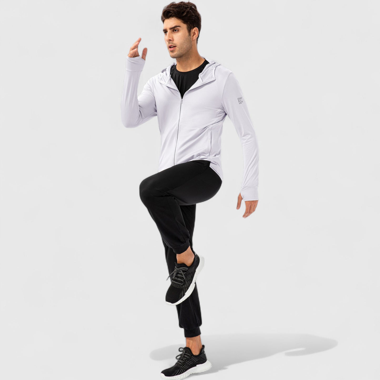 Anna-Kaci Active Men's Lightweight Zip-Up Hooded Jacket with Thumbholes and UPF 50+ Protection