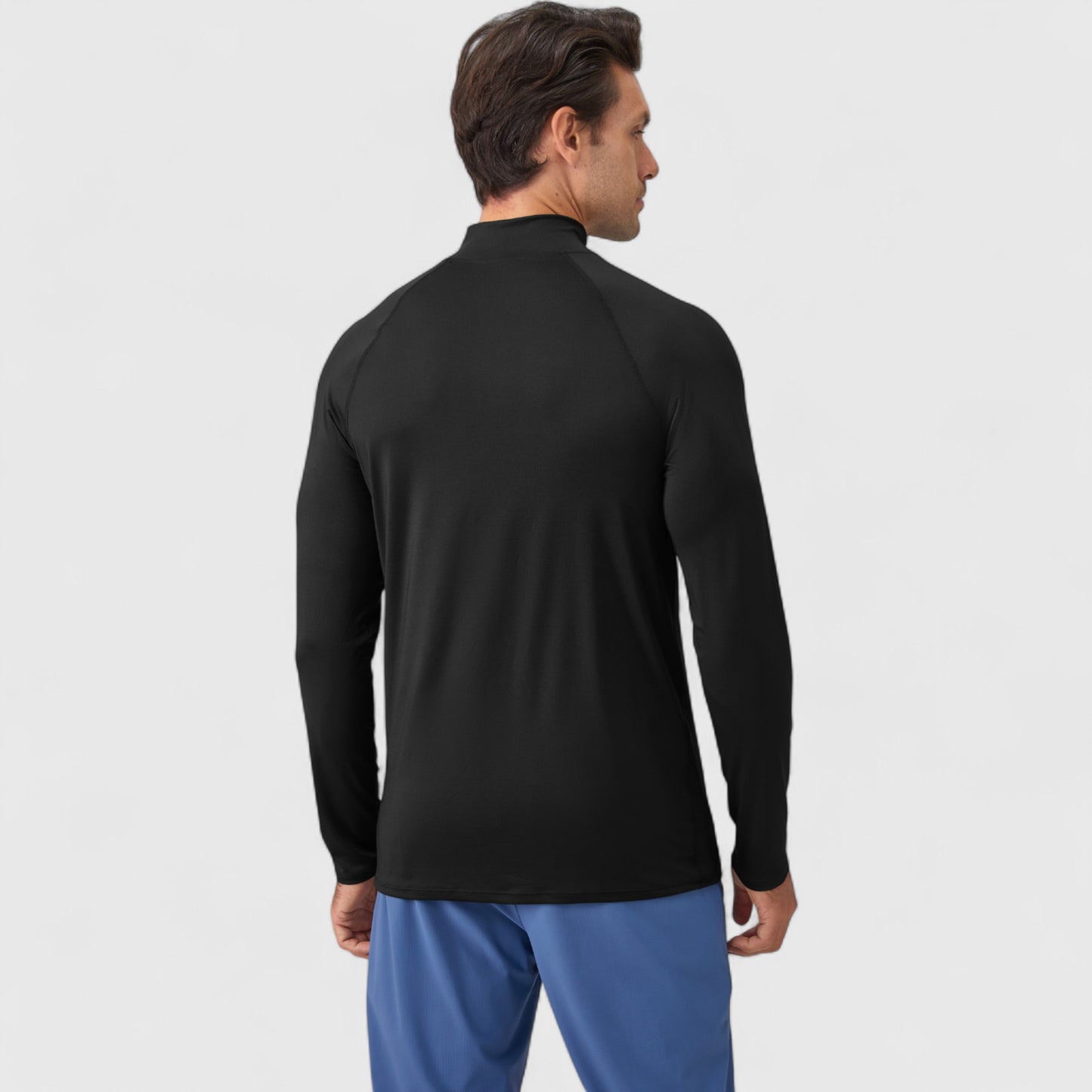 Anna-Kaci Active Men's Long Sleeve Quarter-Zip Pullover with Reflective Chest Detail and Slim Fit Design