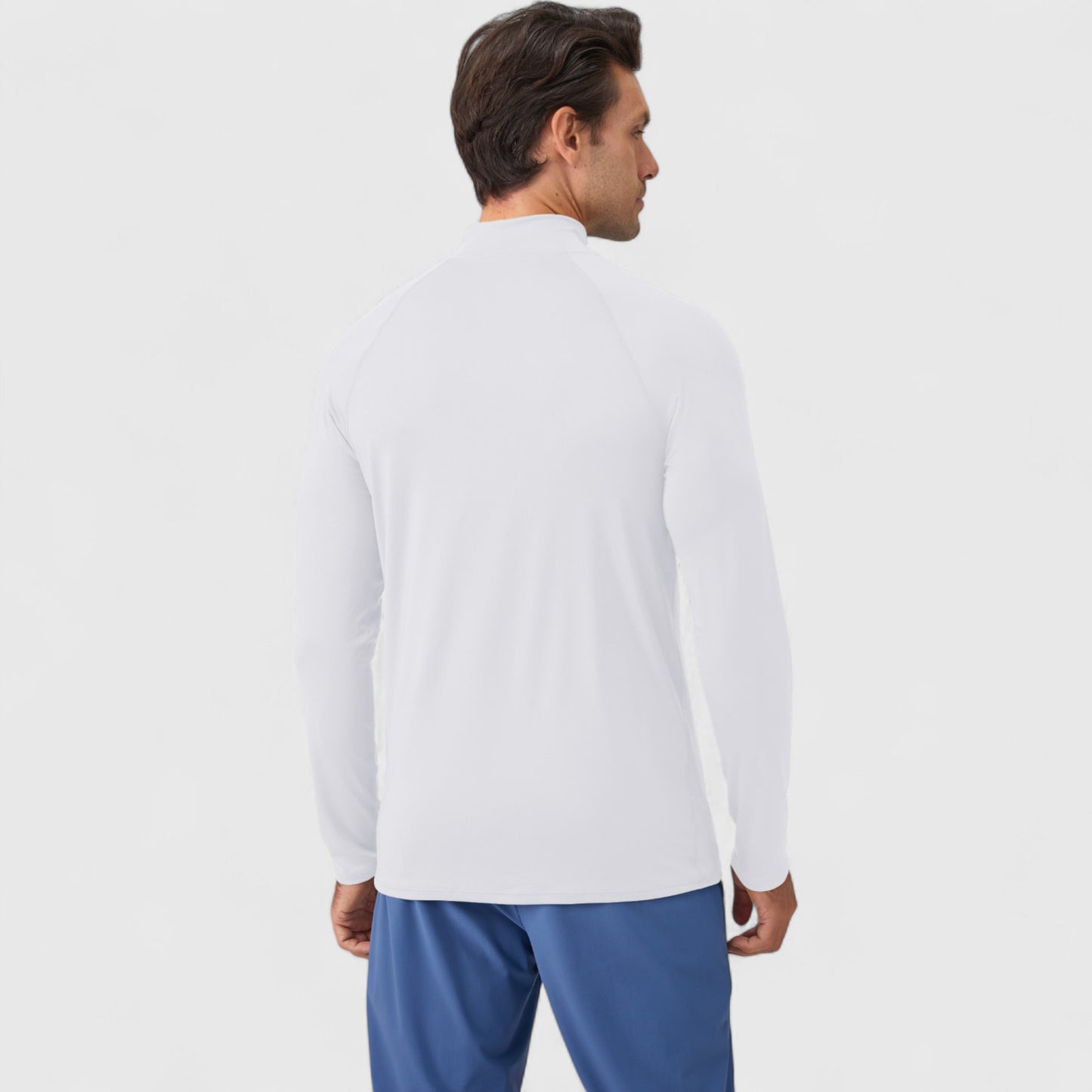 Anna-Kaci Active Men's Long Sleeve Quarter-Zip Pullover with Reflective Chest Detail and Slim Fit Design