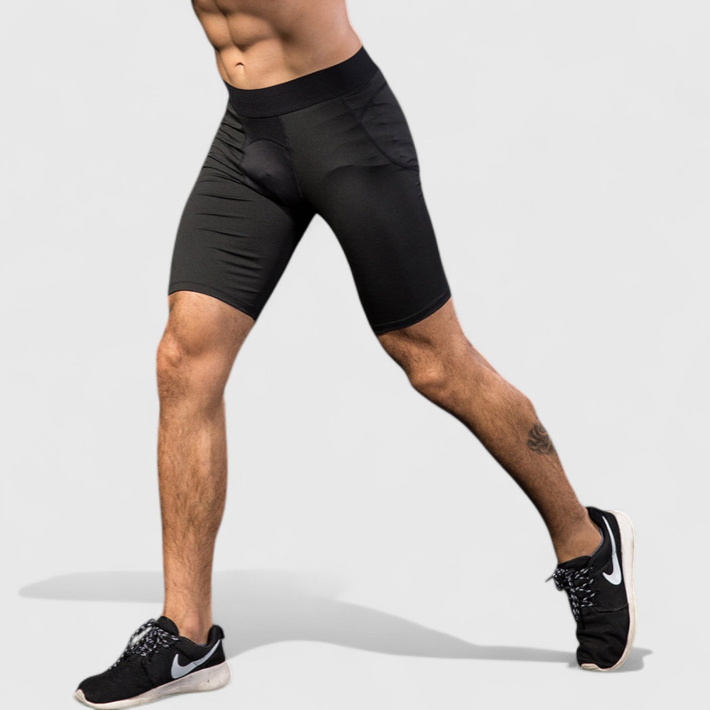 Anna-Kaci Active Men's Padded Compression Cycling Shorts with Wide Waistband and Mid-Thigh Length