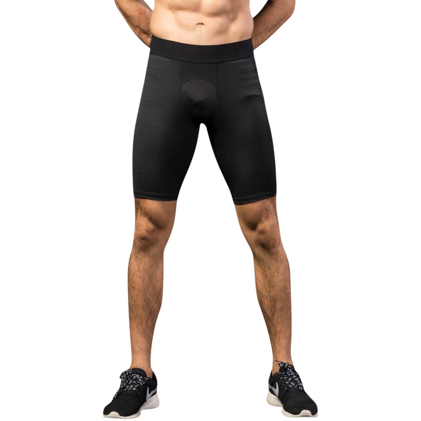 Anna-Kaci Active Men's Padded Compression Cycling Shorts with Wide Waistband and Mid-Thigh Length