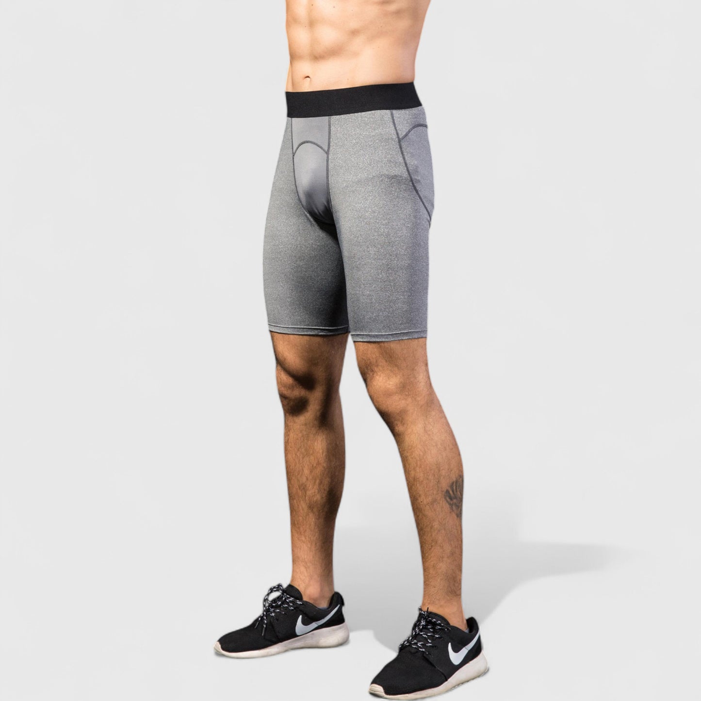 Anna-Kaci Active Men's Padded Compression Cycling Shorts with Wide Waistband and Mid-Thigh Length