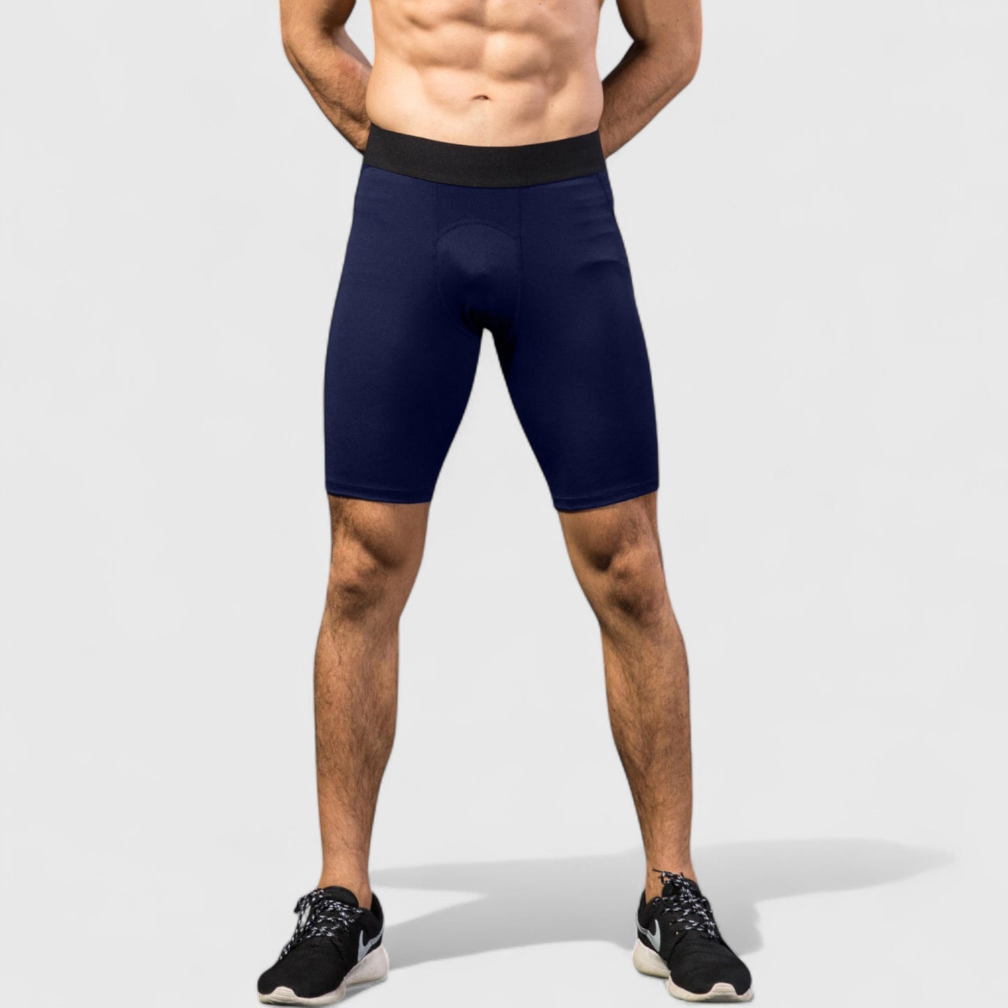 Anna-Kaci Active Men's Padded Compression Cycling Shorts with Wide Waistband and Mid-Thigh Length