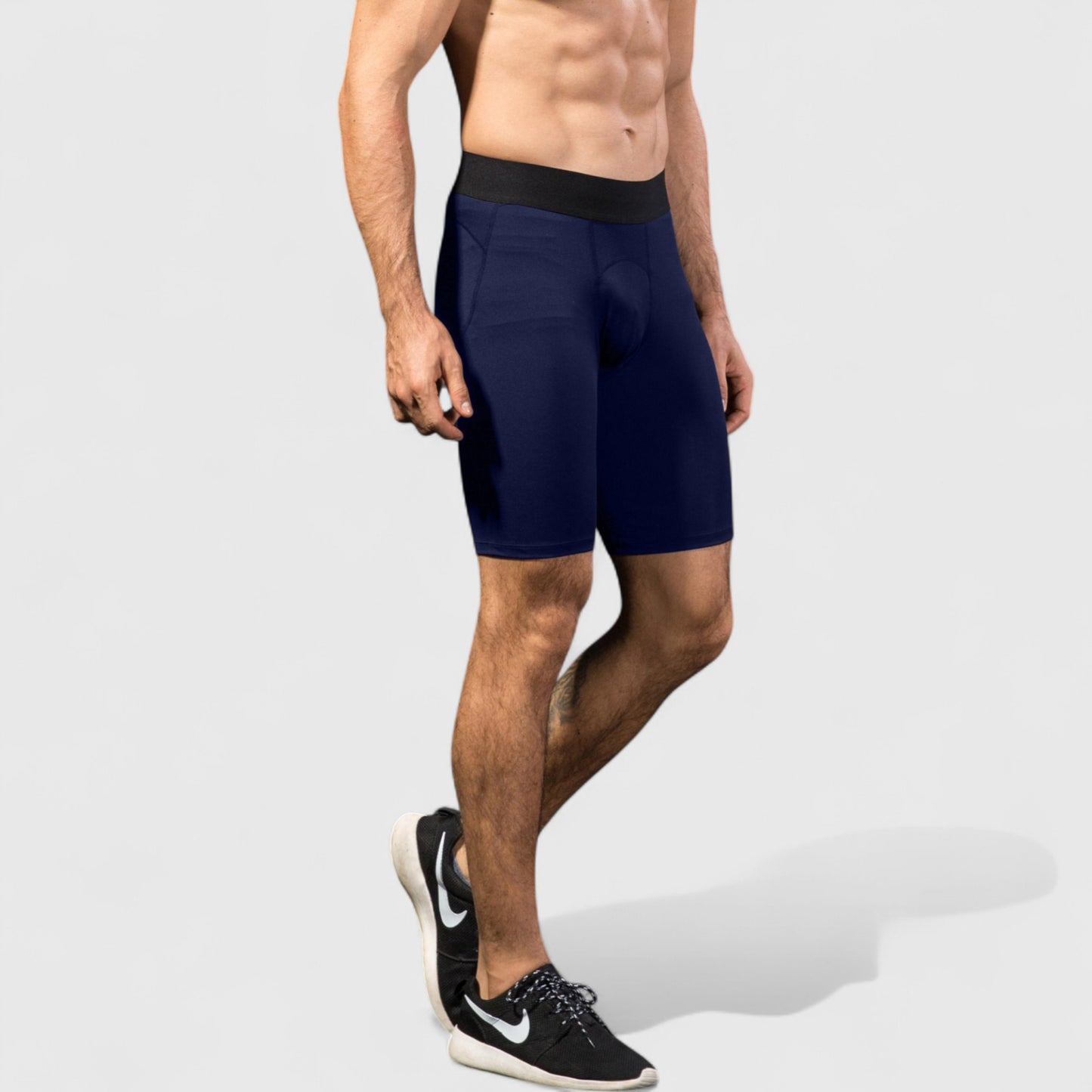 Anna-Kaci Active Men's Padded Compression Cycling Shorts with Wide Waistband and Mid-Thigh Length