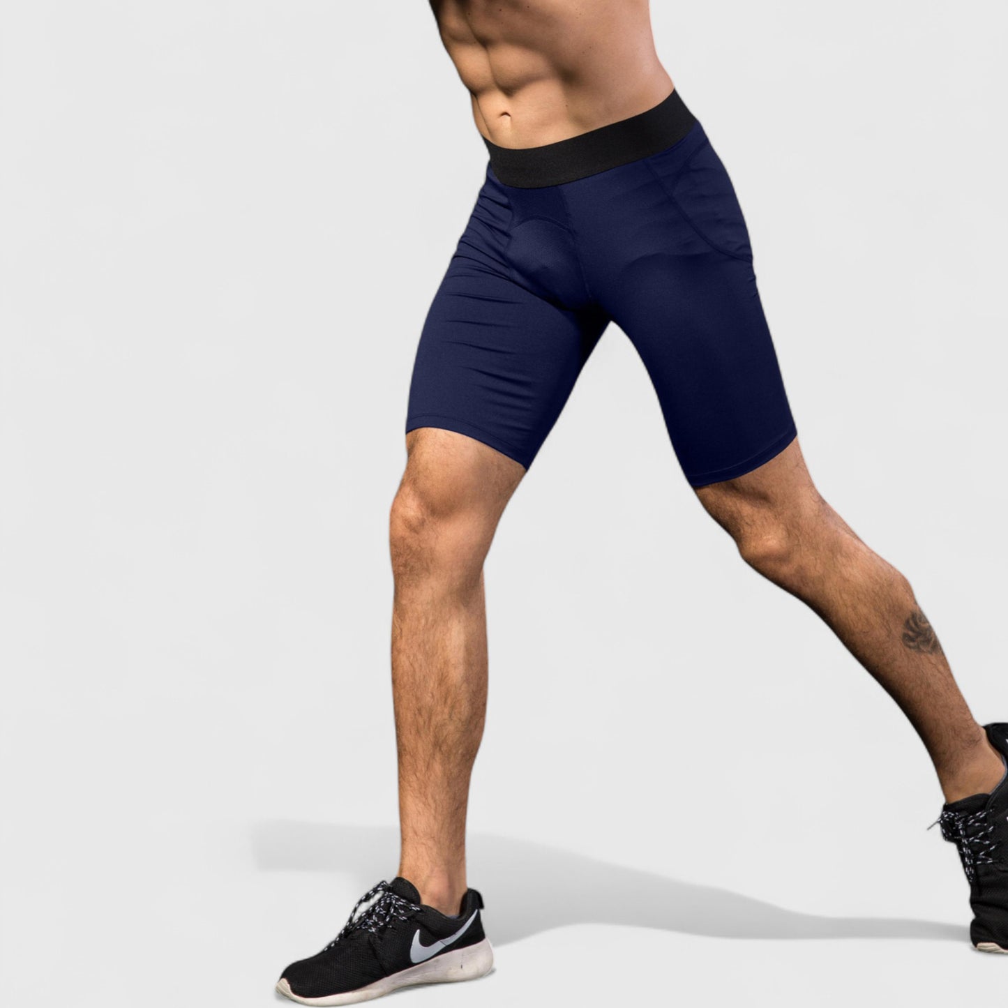 Anna-Kaci Active Men's Padded Compression Cycling Shorts with Wide Waistband and Mid-Thigh Length