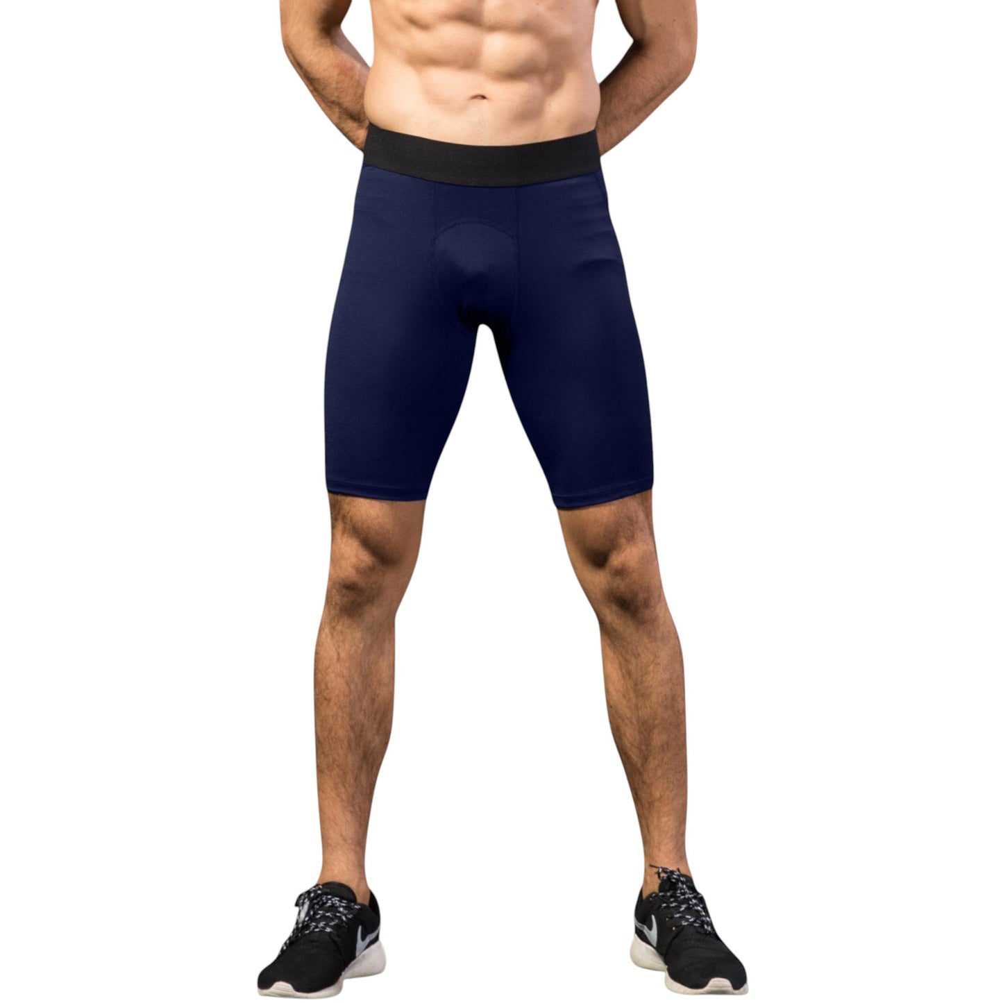 Anna-Kaci Active Men's Padded Compression Cycling Shorts with Wide Waistband and Mid-Thigh Length