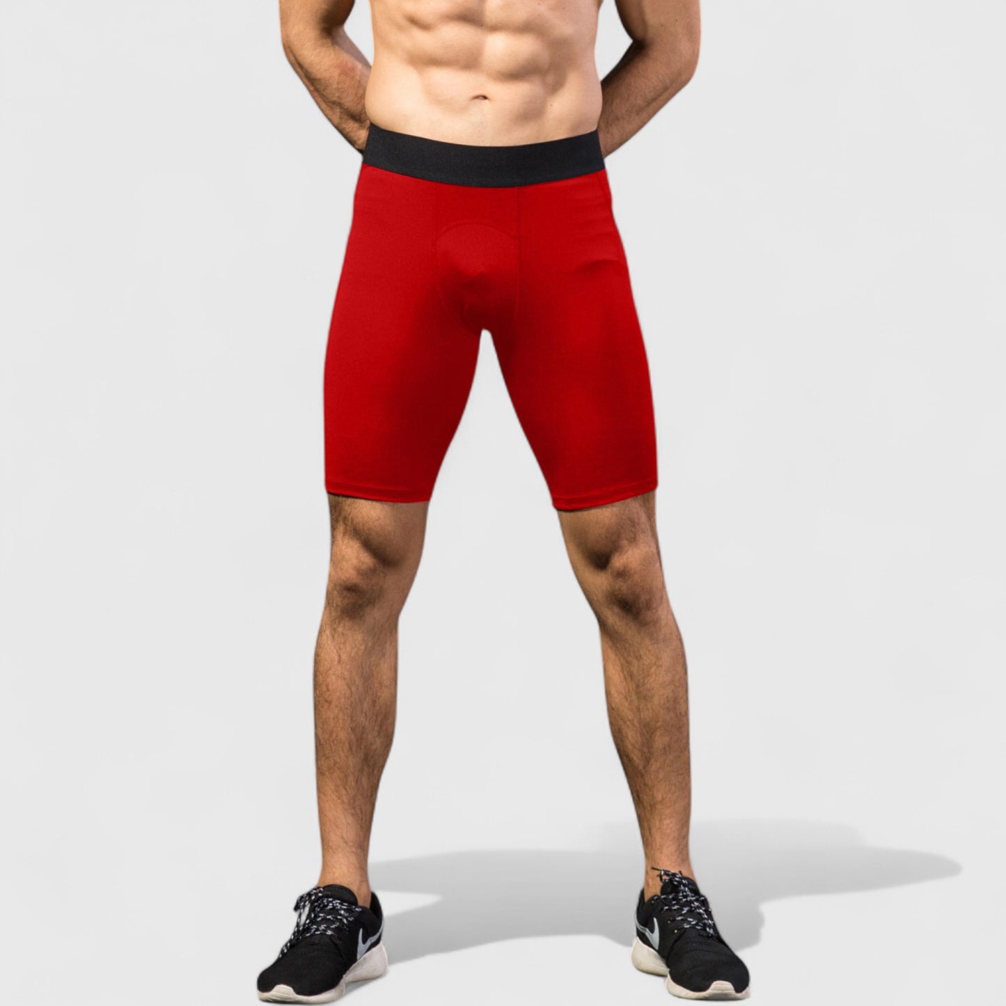 Anna-Kaci Active Men's Padded Compression Cycling Shorts with Wide Waistband and Mid-Thigh Length