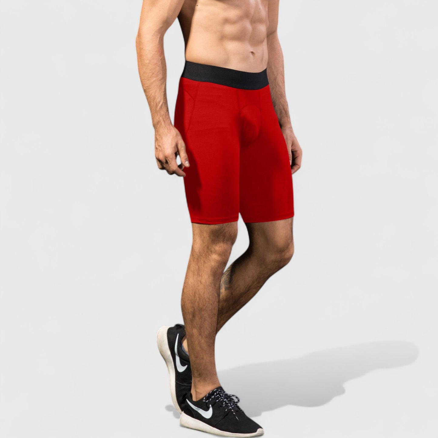Anna-Kaci Active Men's Padded Compression Cycling Shorts with Wide Waistband and Mid-Thigh Length