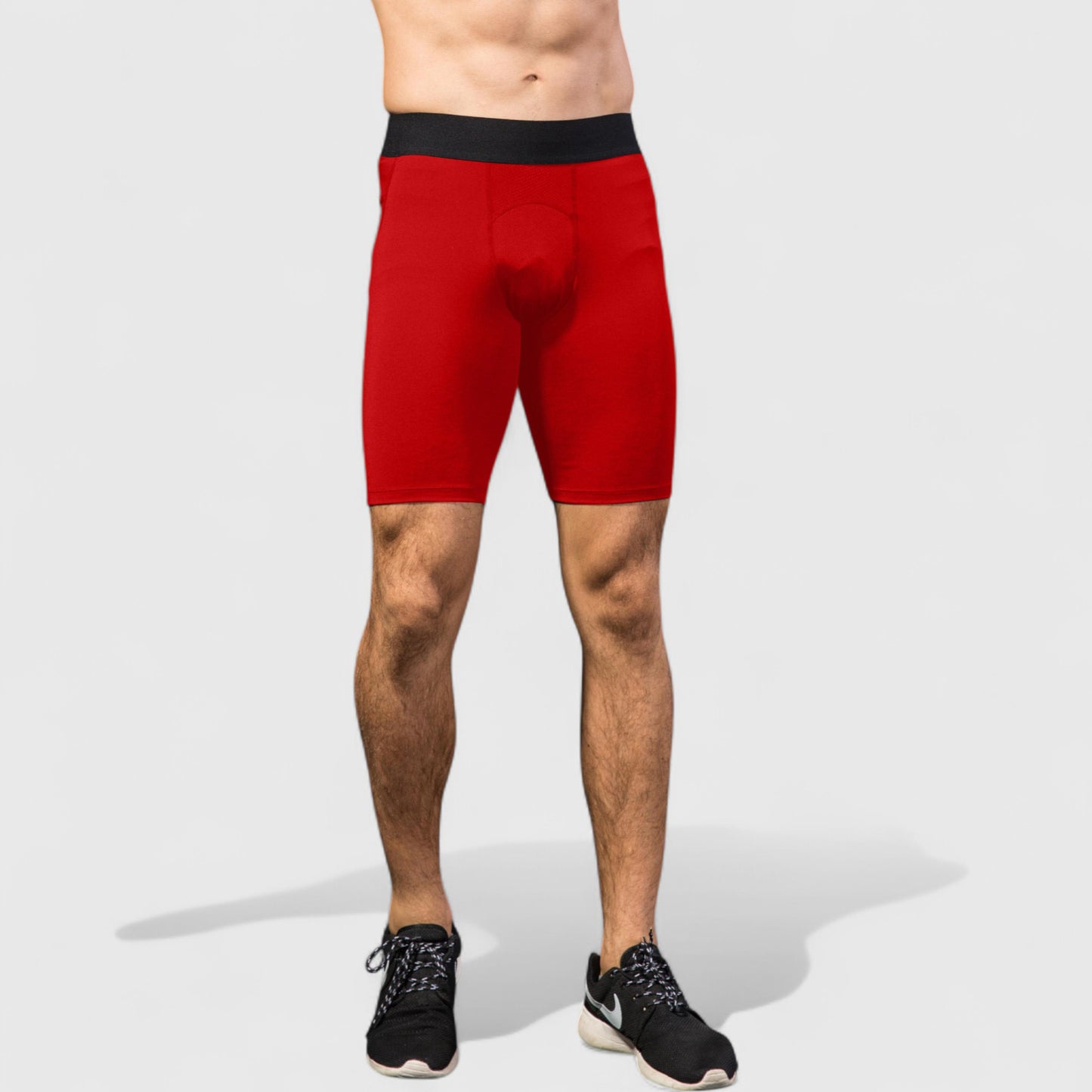 Anna-Kaci Active Men's Padded Compression Cycling Shorts with Wide Waistband and Mid-Thigh Length