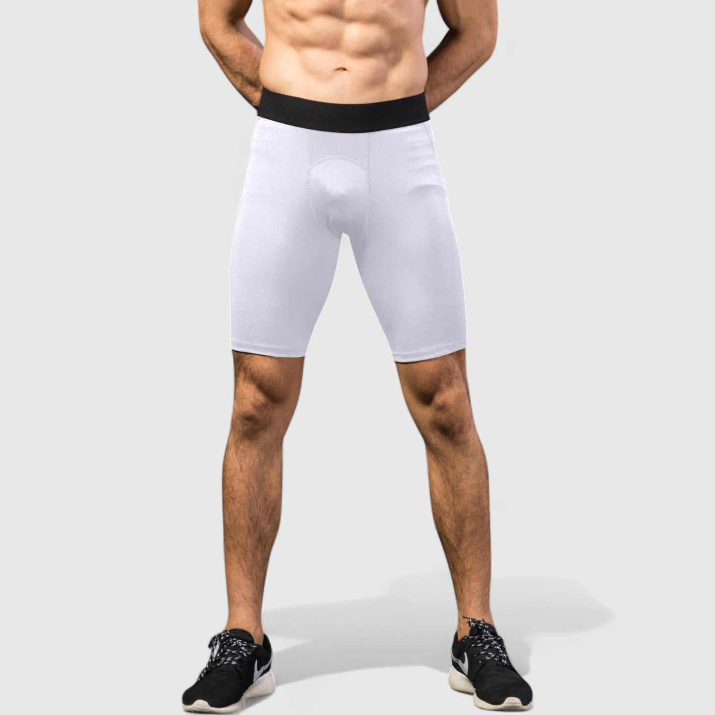 Anna-Kaci Active Men's Padded Compression Cycling Shorts with Wide Waistband and Mid-Thigh Length