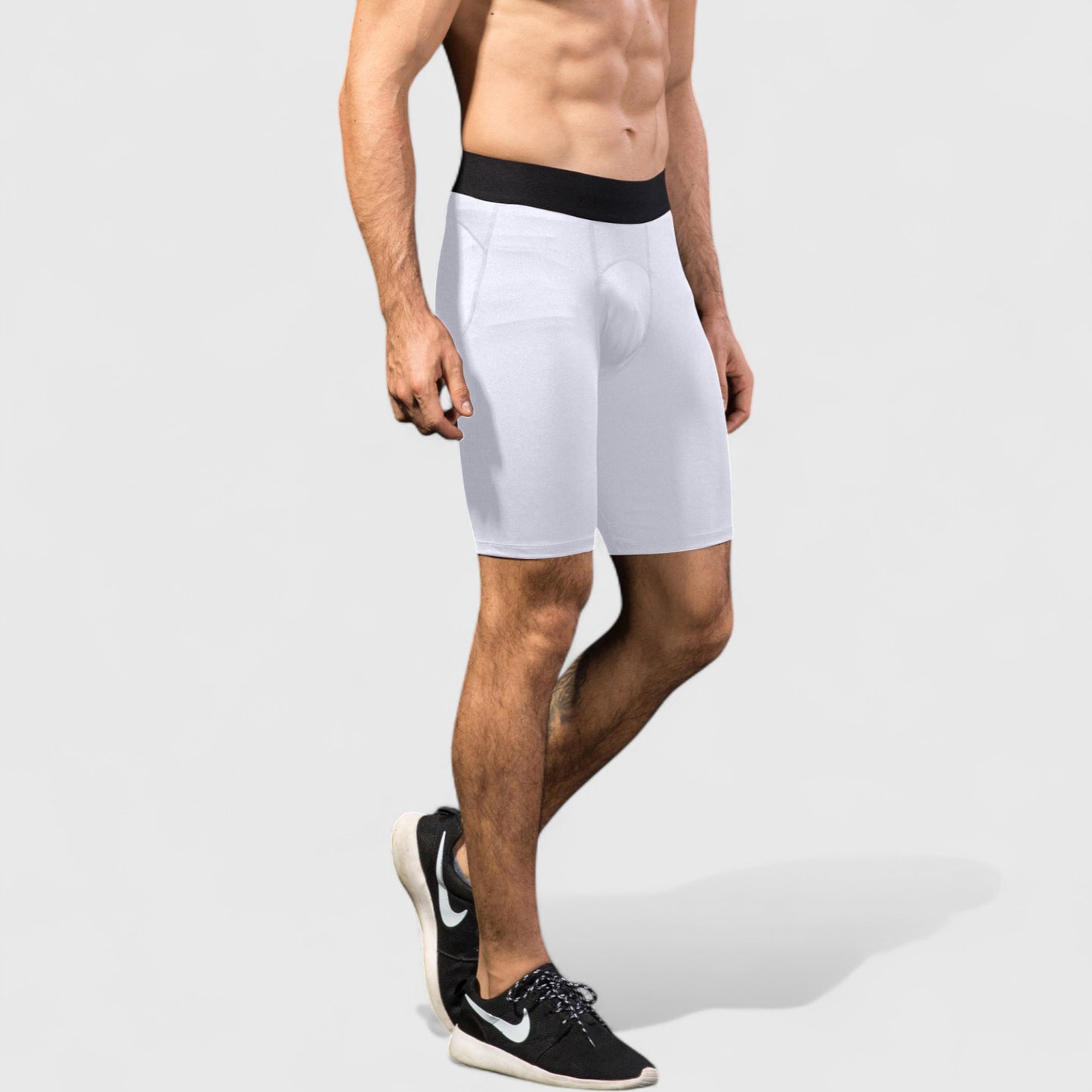Anna-Kaci Active Men's Padded Compression Cycling Shorts with Wide Waistband and Mid-Thigh Length