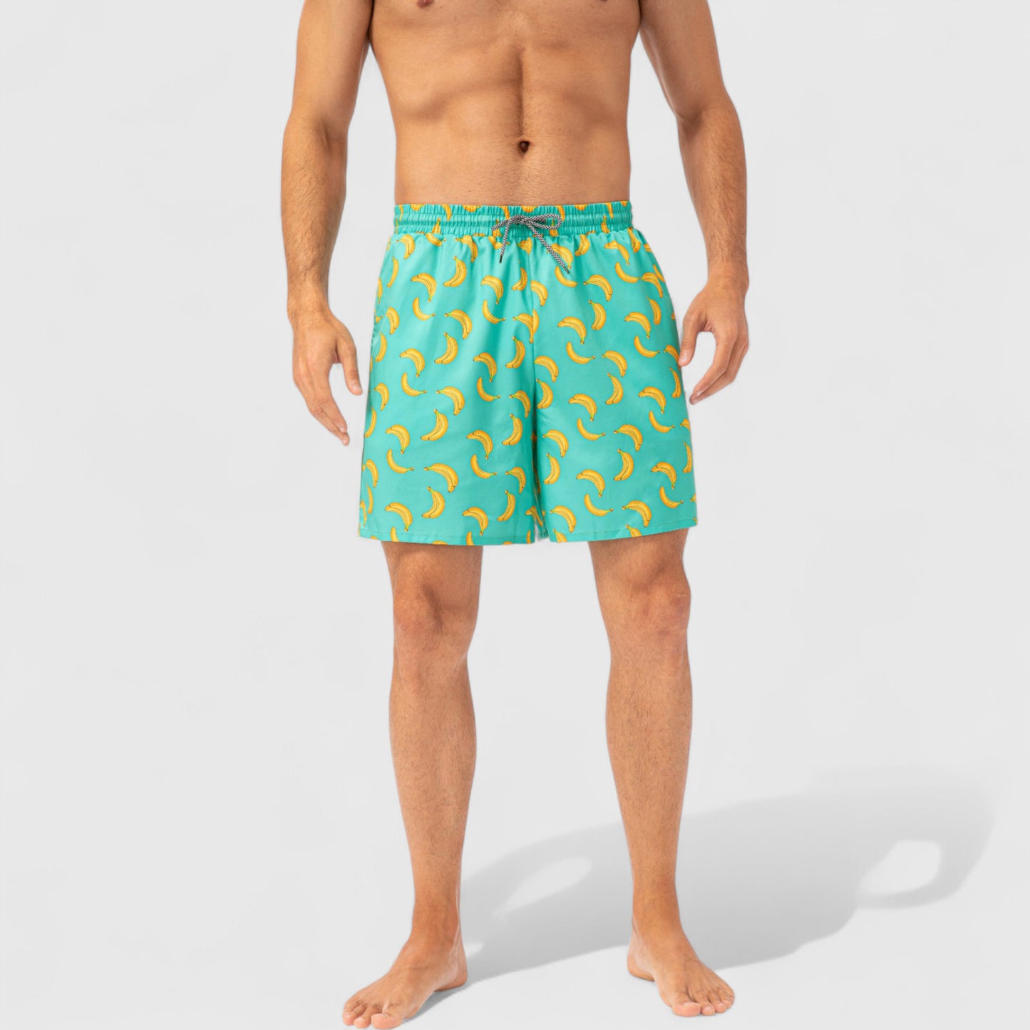 Anna-Kaci Active Men's Tropical Print Swim Trunks with Elastic Waistband and Side Pockets