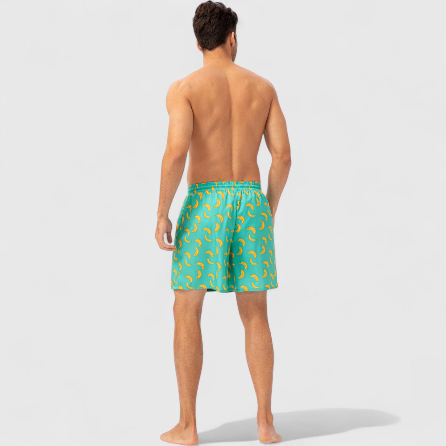 Anna-Kaci Active Men's Tropical Print Swim Trunks with Elastic Waistband and Side Pockets