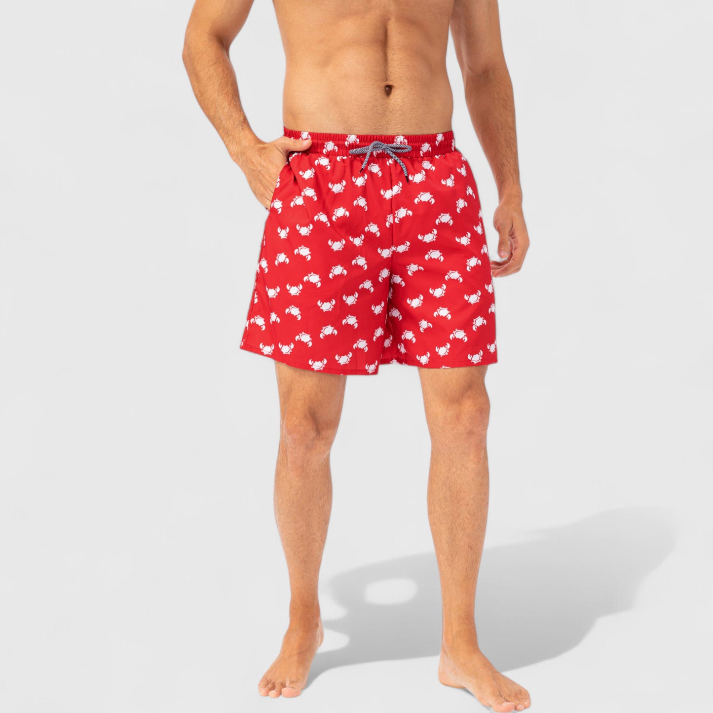 Anna-Kaci Active Men's Tropical Print Swim Trunks with Elastic Waistband and Side Pockets