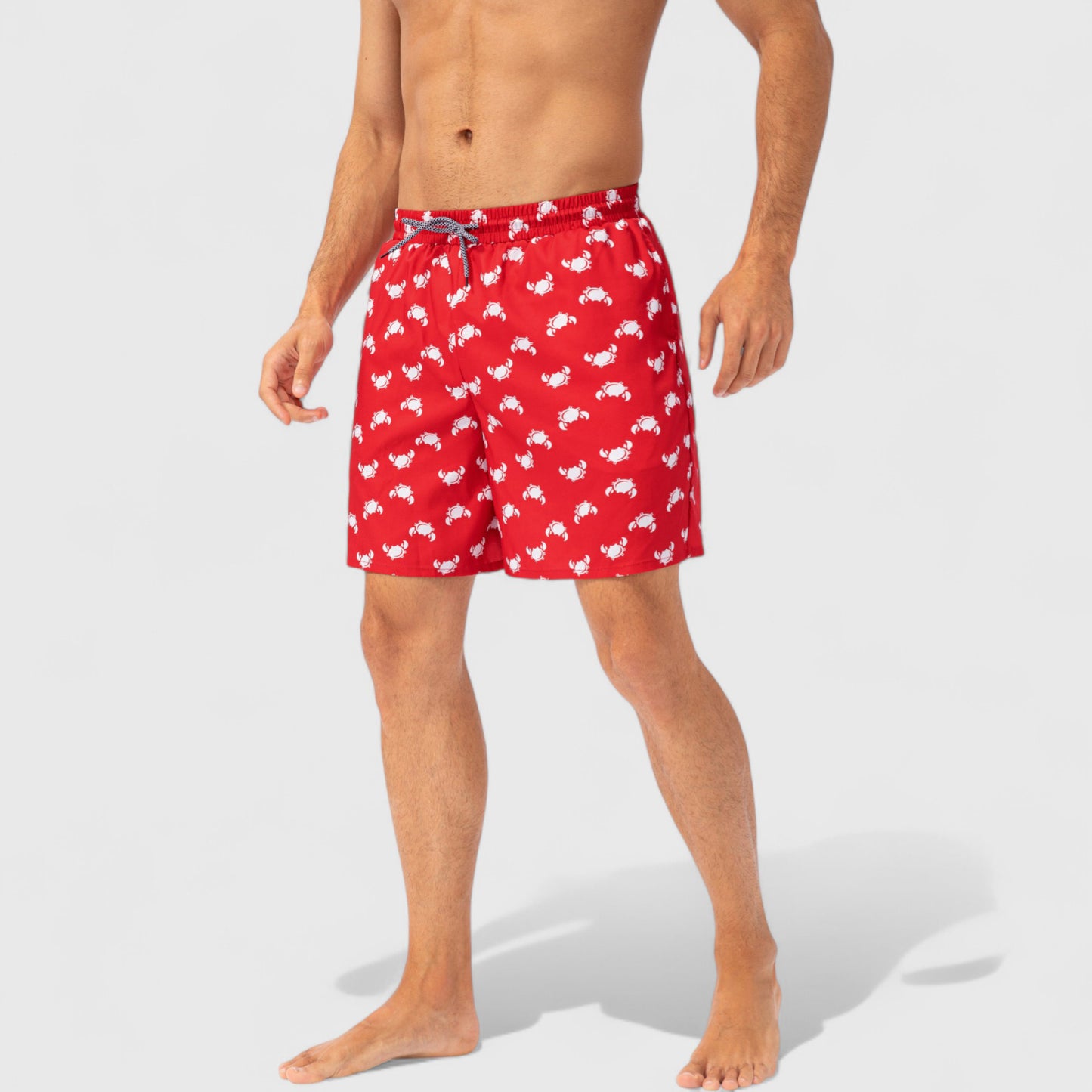 Anna-Kaci Active Men's Tropical Print Swim Trunks with Elastic Waistband and Side Pockets