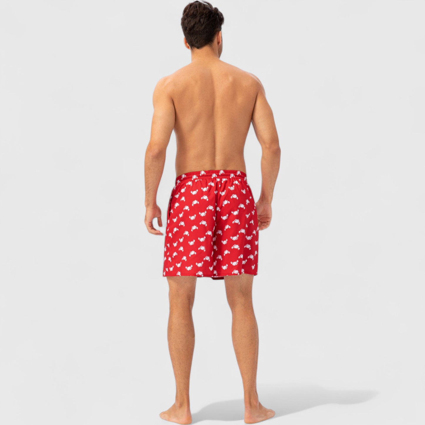Anna-Kaci Active Men's Tropical Print Swim Trunks with Elastic Waistband and Side Pockets