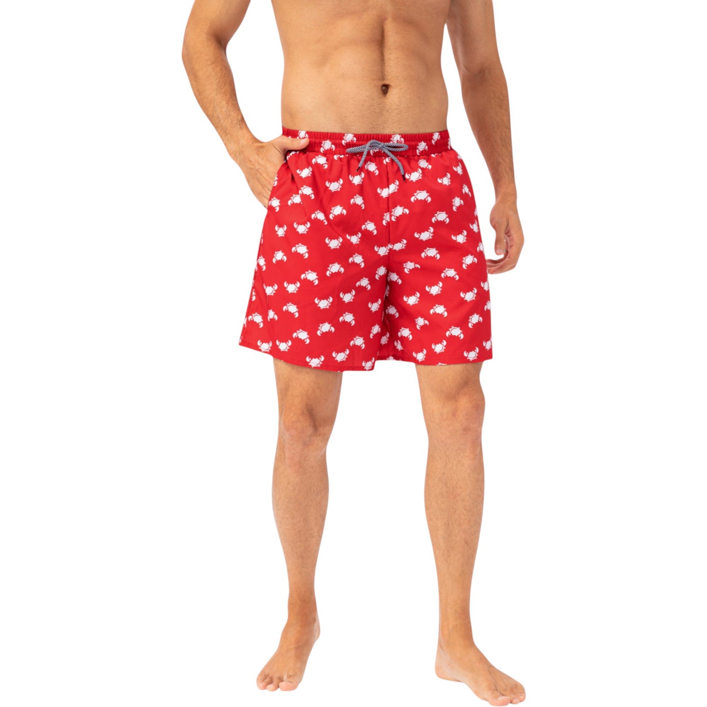 Anna-Kaci Active Men's Tropical Print Swim Trunks with Elastic Waistband and Side Pockets