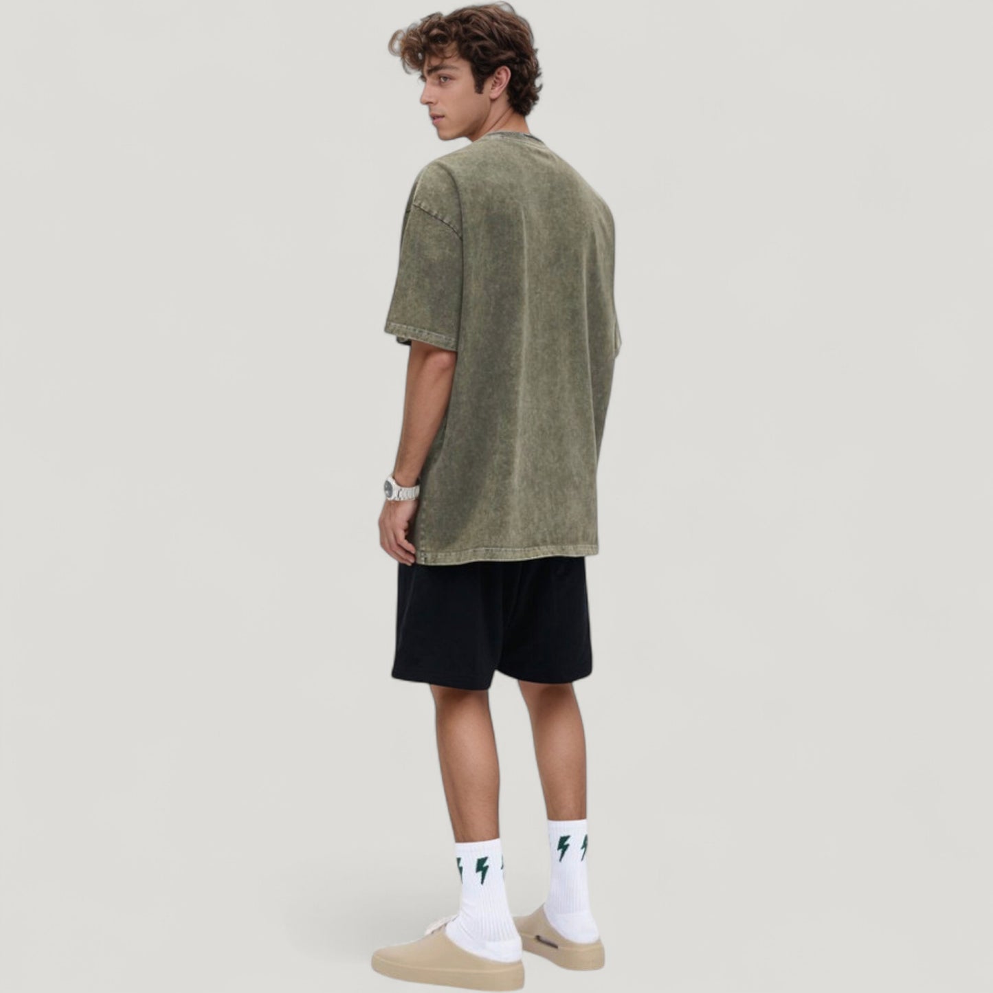 Anna-Kaci Active Men's Oversized Short Sleeve Crew Neck T-Shirt with Washed Effect